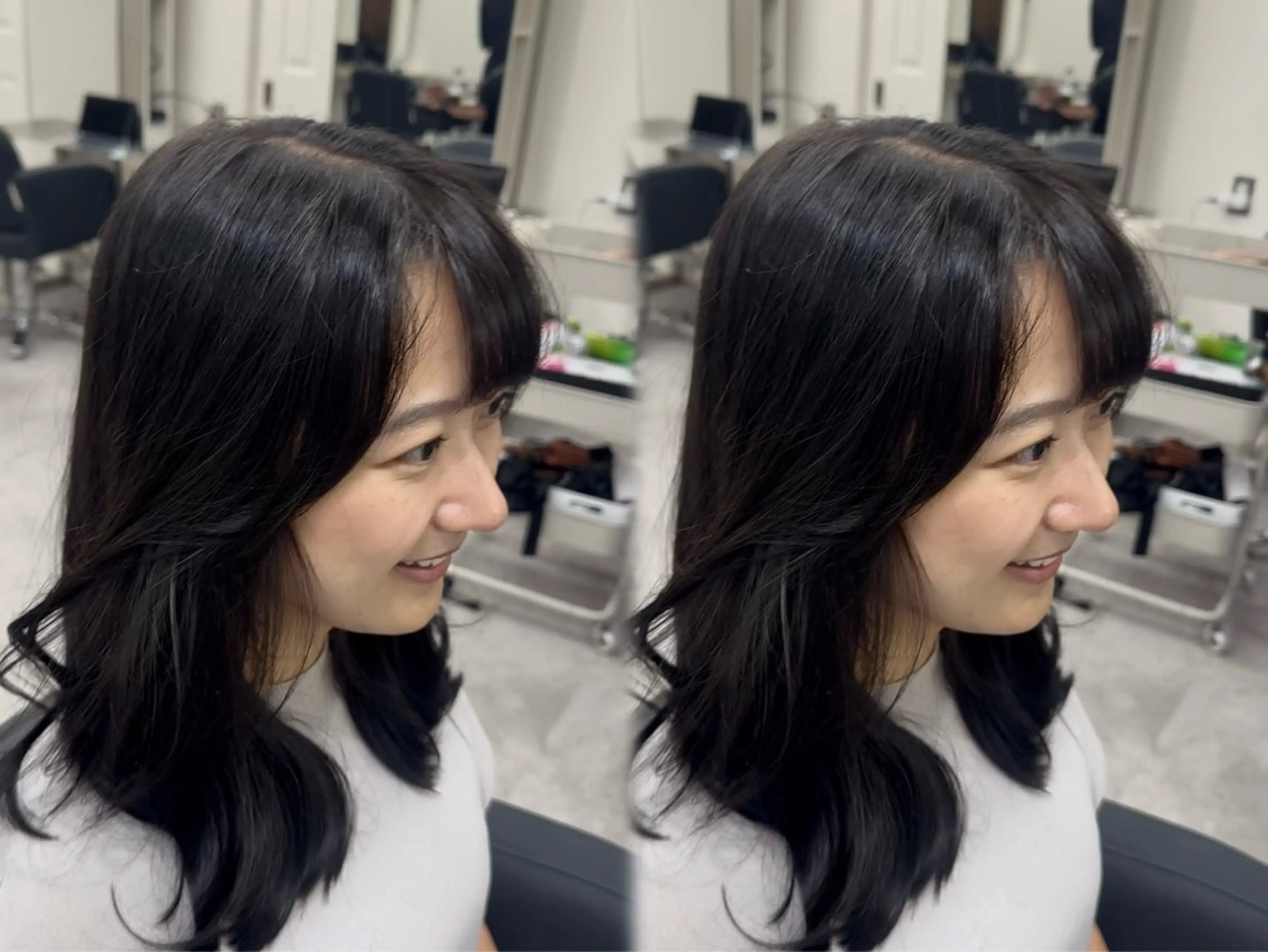 セミロング 縮毛矯正 トリートメント 🫧とぅるん艶髪🫧 透明感カラー×猿渡のヘアスタイル