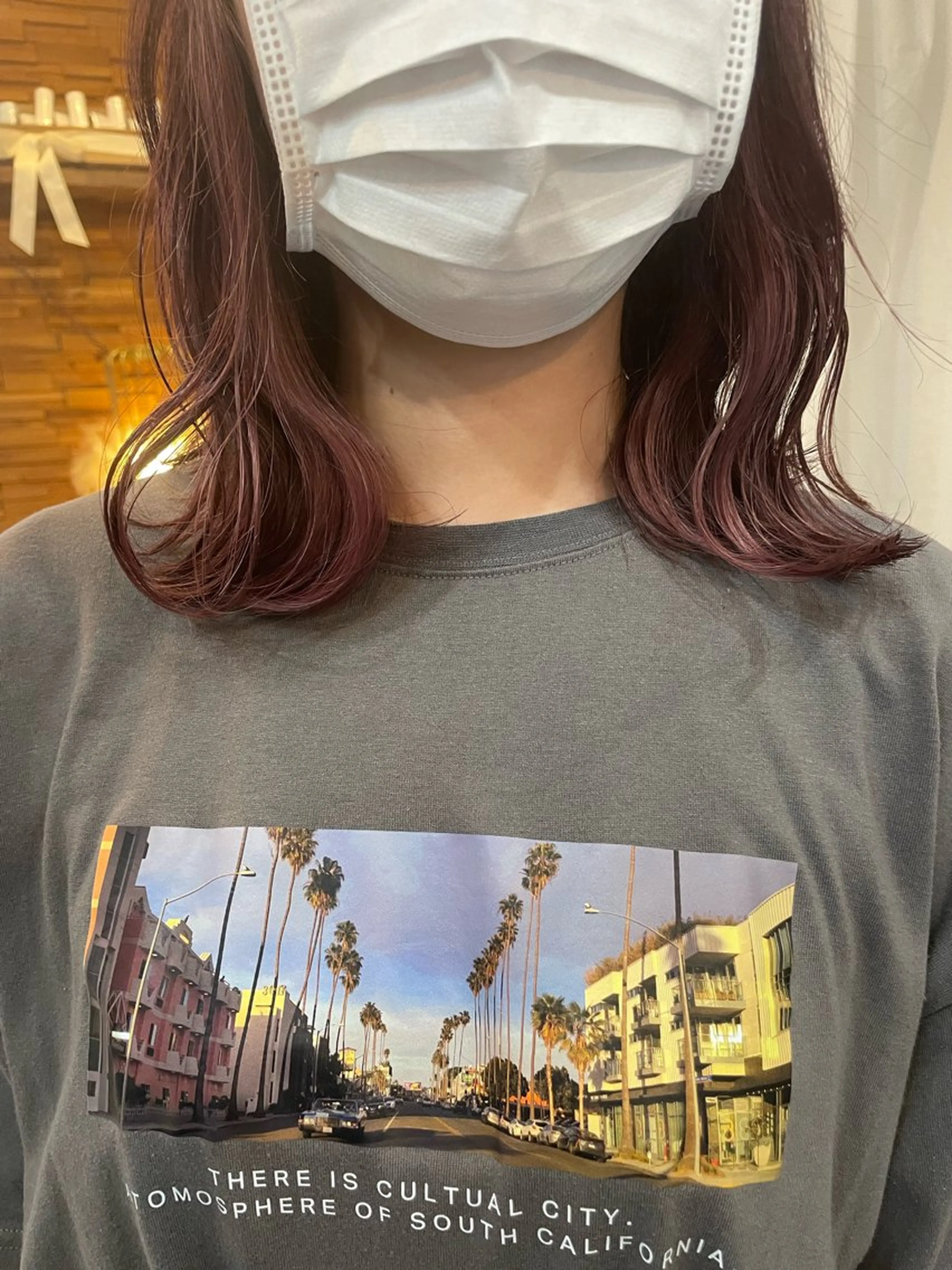 ミディアム カラー イヤリングカラー ピンクカラー 顔周りカット 🎀サヤカ🎀のヘアスタイル