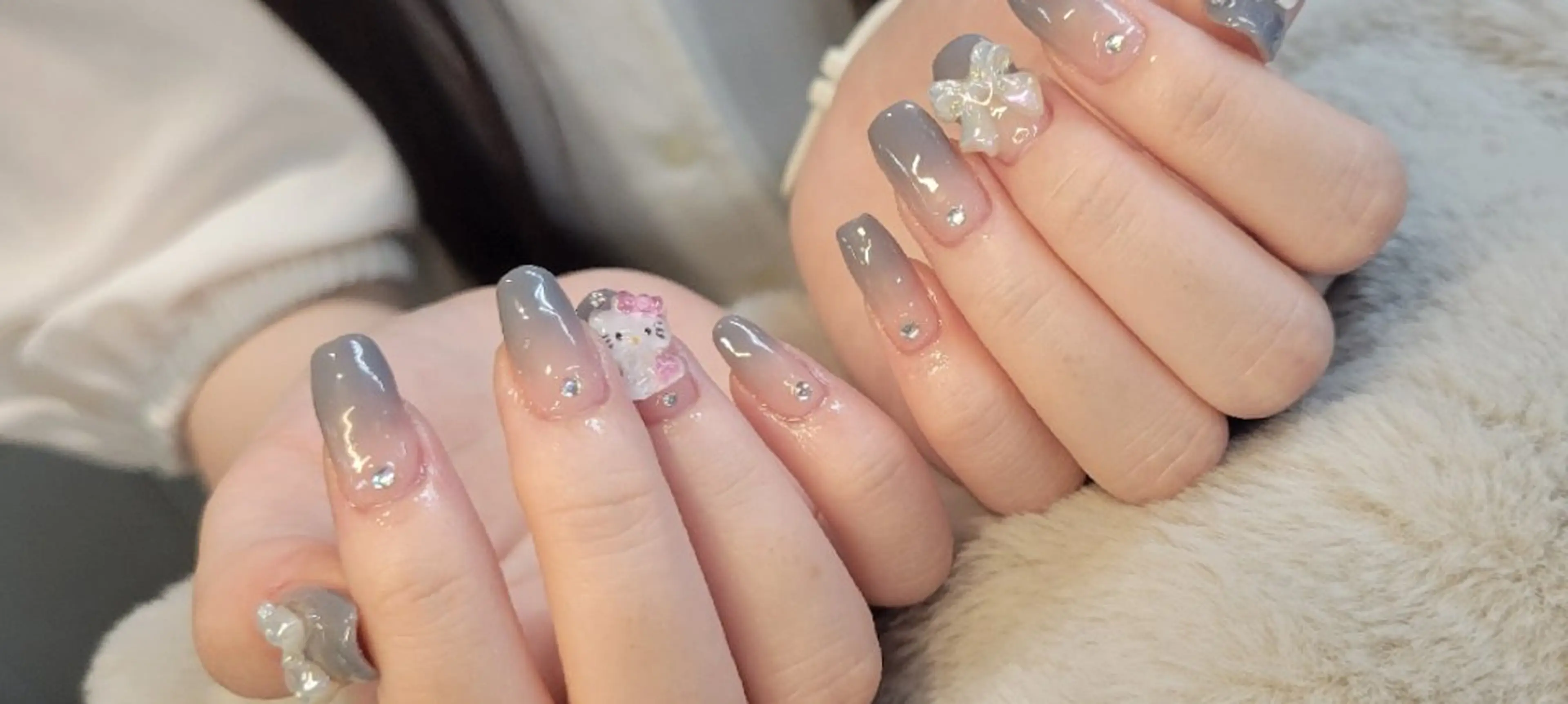 ネイル リボン ハンドネイル 櫛の屋浜口店 sumireのネイルデザイン