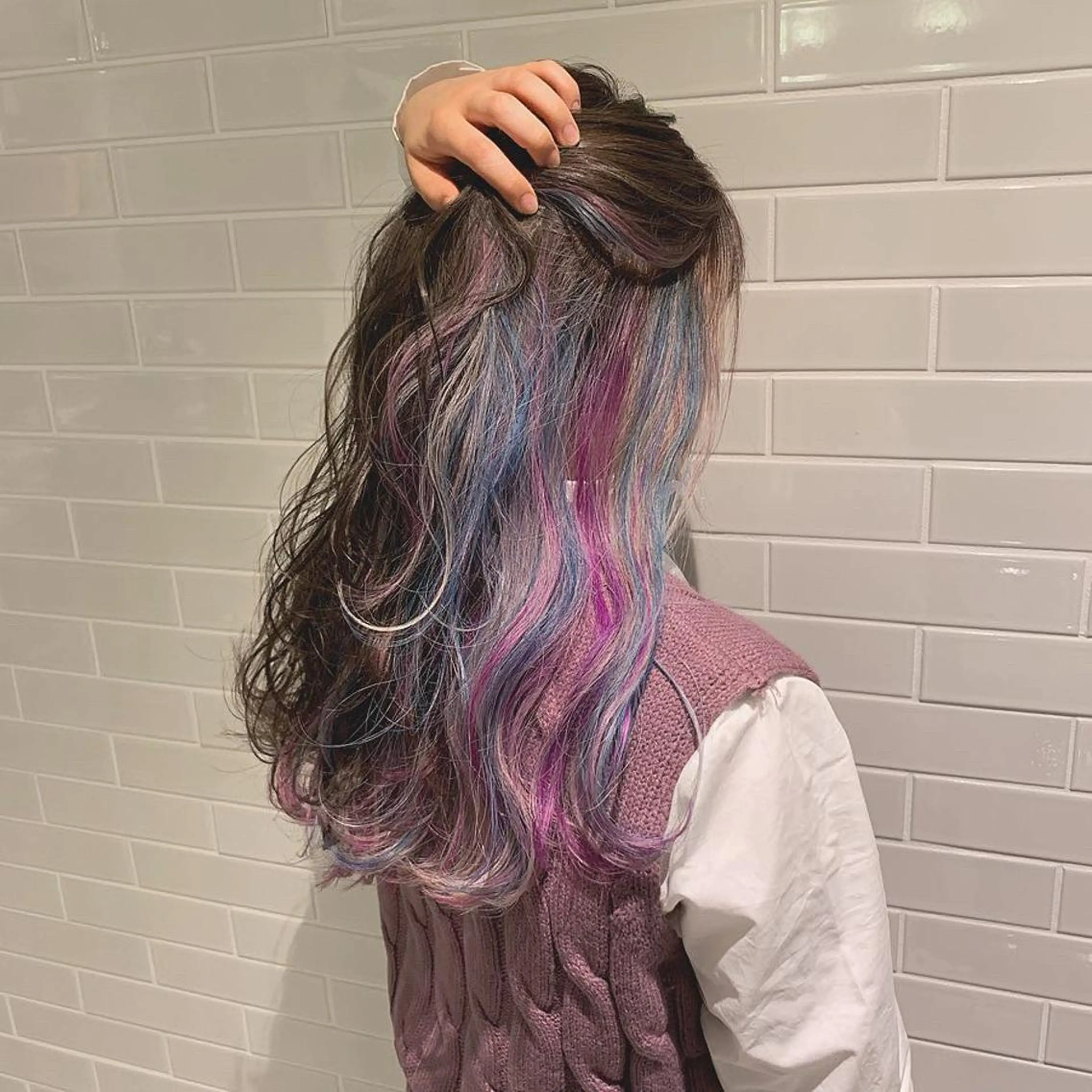 ロング カラー ユニコーンカラー インナーカラー/天神 ブリーチ/吉田のヘアスタイル