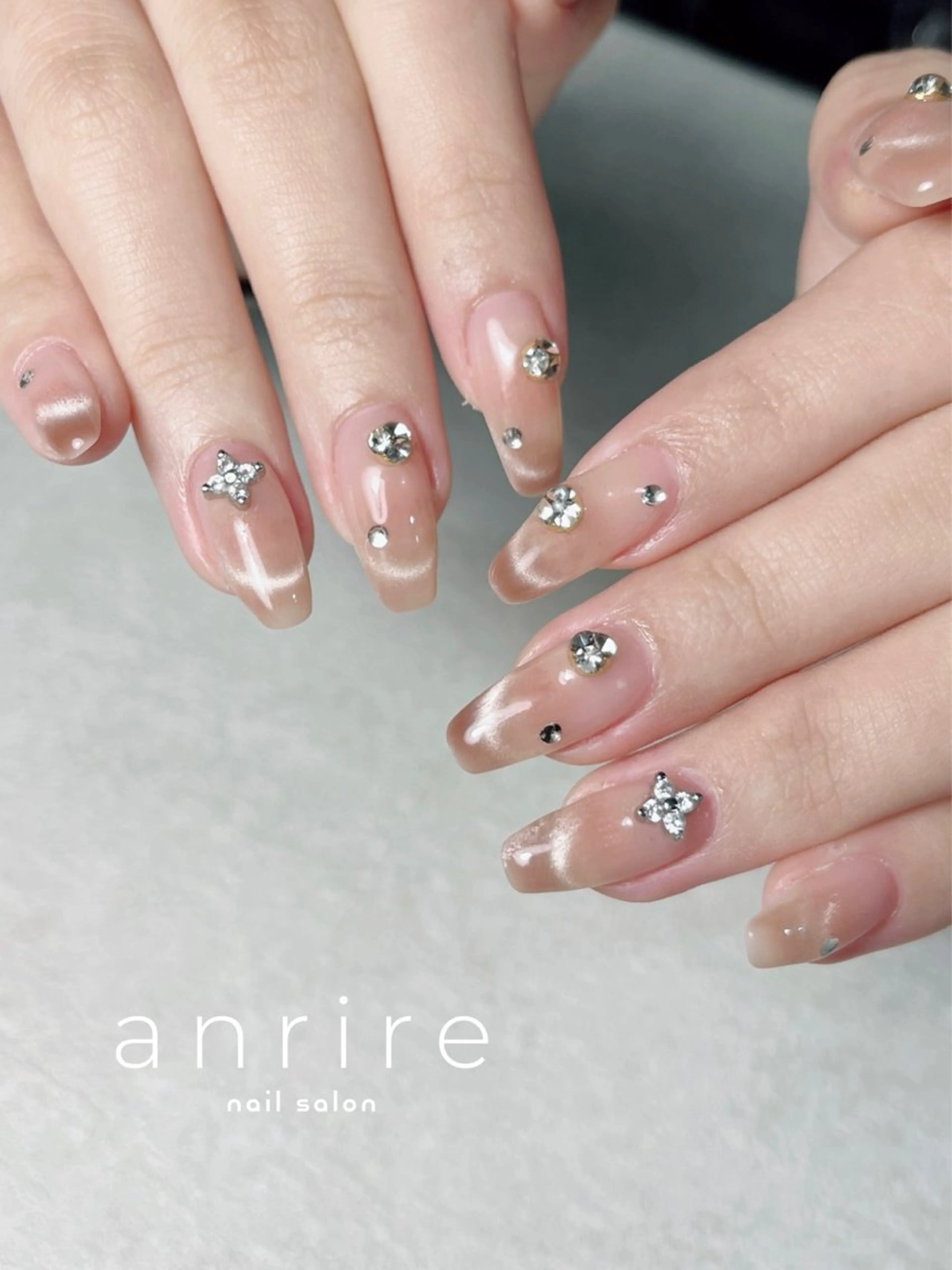 ネイル フレンチネイル ジェルネイル キラキラネイル マグネットネイル マグネットフレンチ ハンドネイル nail salon anrire〜アンリール〜所属・nailsalon anrireのネイルデザイン