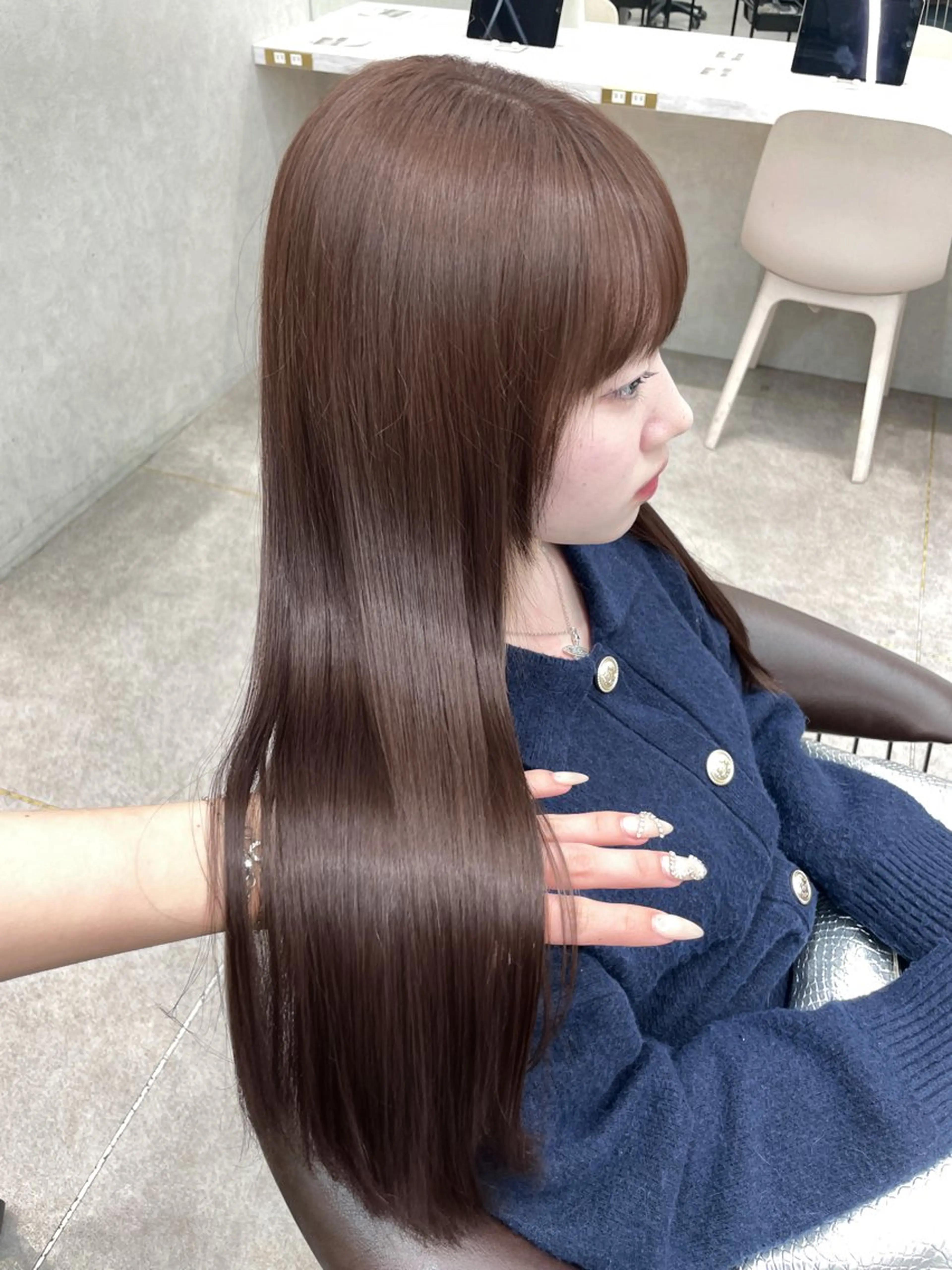 セミロング カット ヘアカラー MOE 福岡韓国ヘア✧︎のヘアスタイル