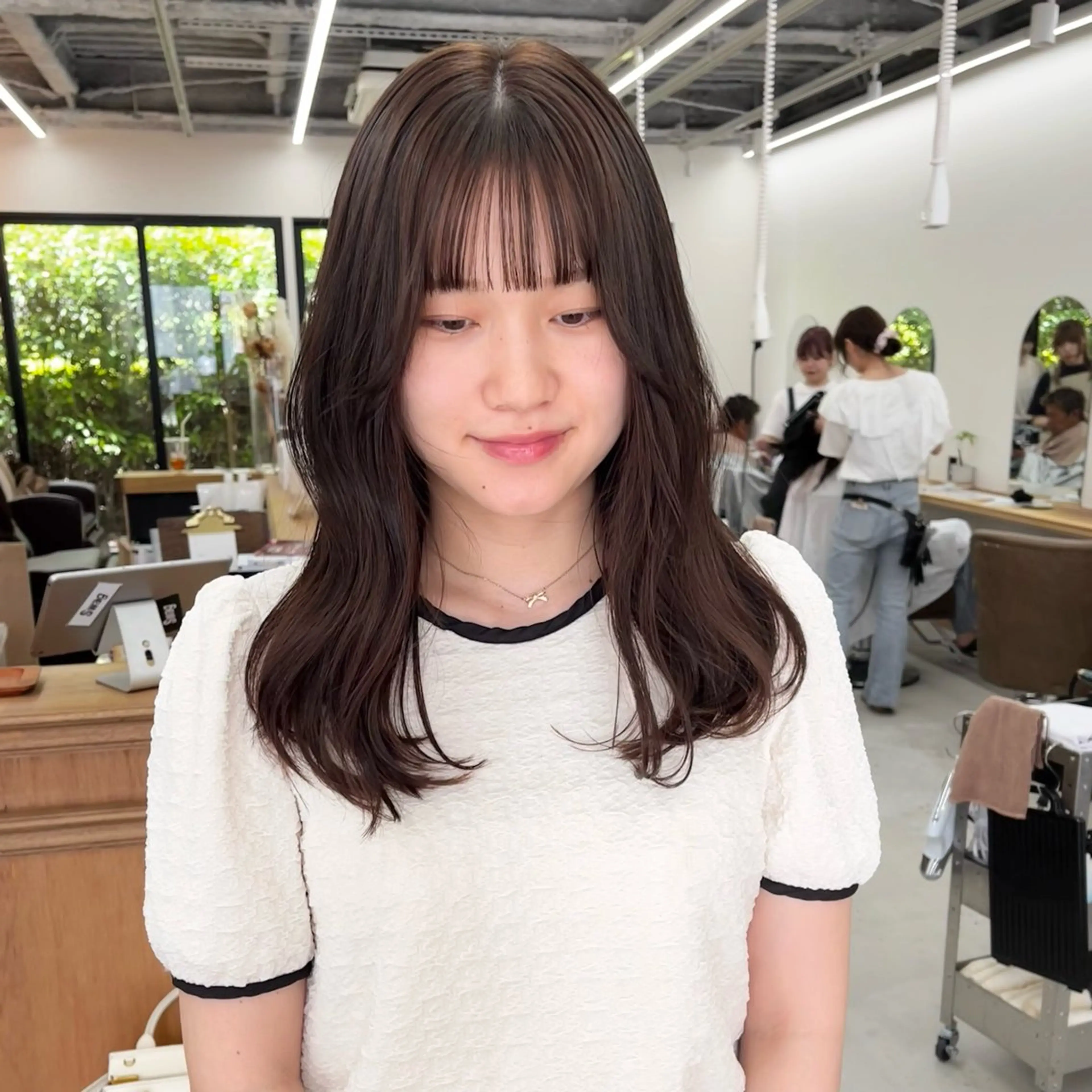 セミロング カラー ヘアアレンジ ブリーチ ブリーチなしカラー カット ヘアカラー ena/ブリーチなし 透明感・レイヤー🎀のヘアスタイル