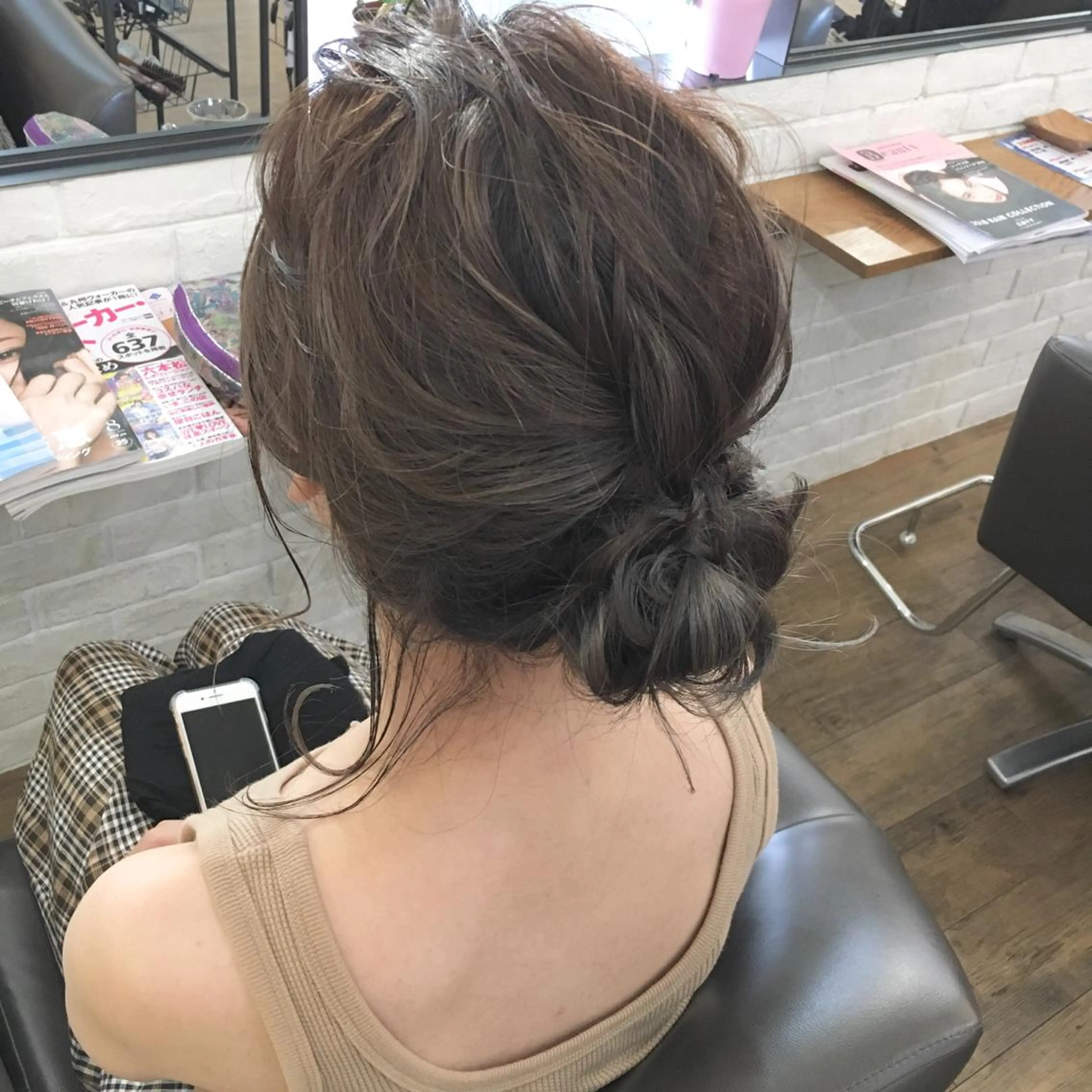 ミディアム カラー ヘアアレンジ 薬院:今泉/上川美幸 ボブ/顔周りレイヤーのヘアスタイル