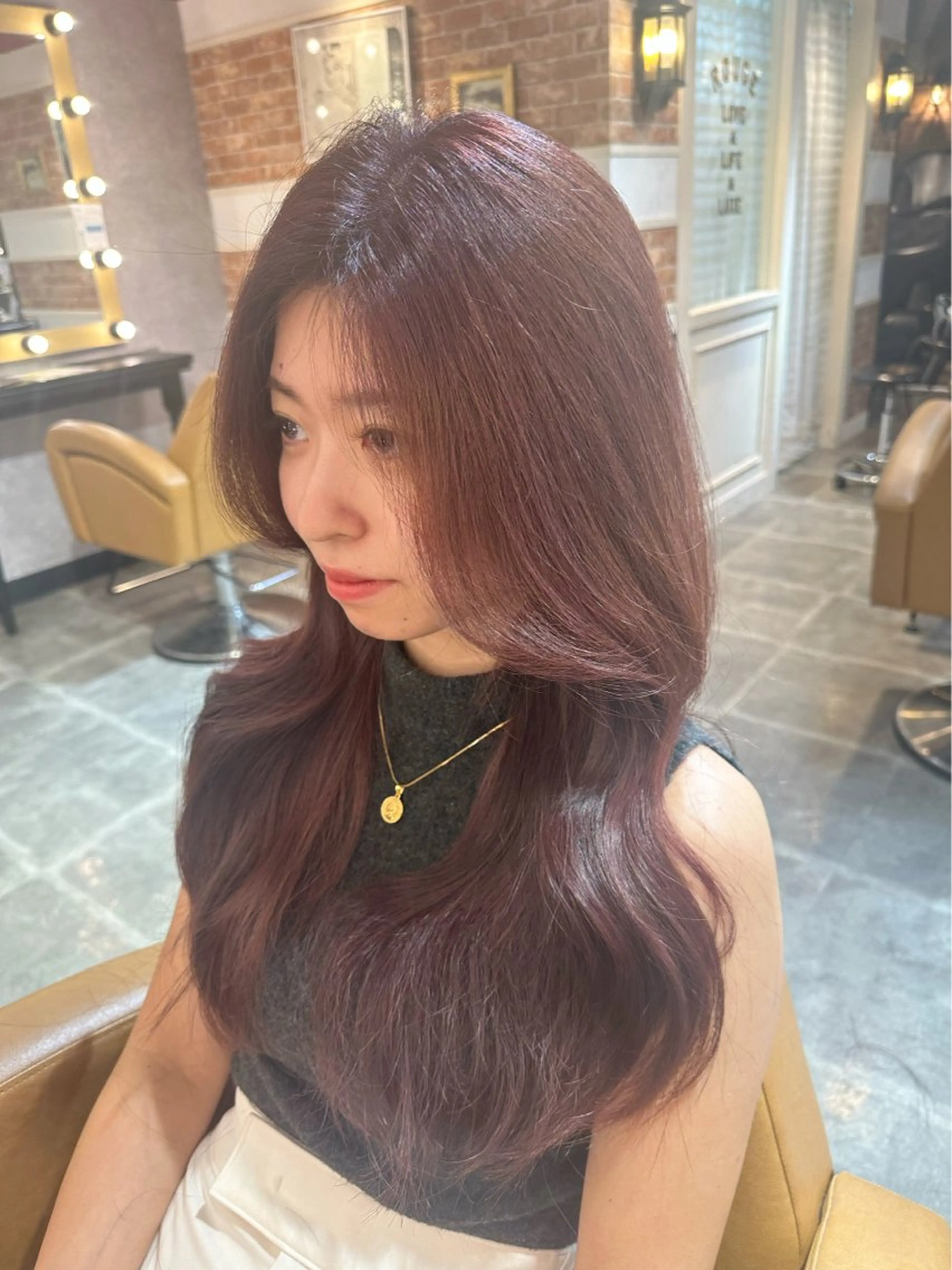 ロング かきあげバング 韓国風ヘア 銀座副店長/レイヤー /髪質改善/田島のヘアスタイル