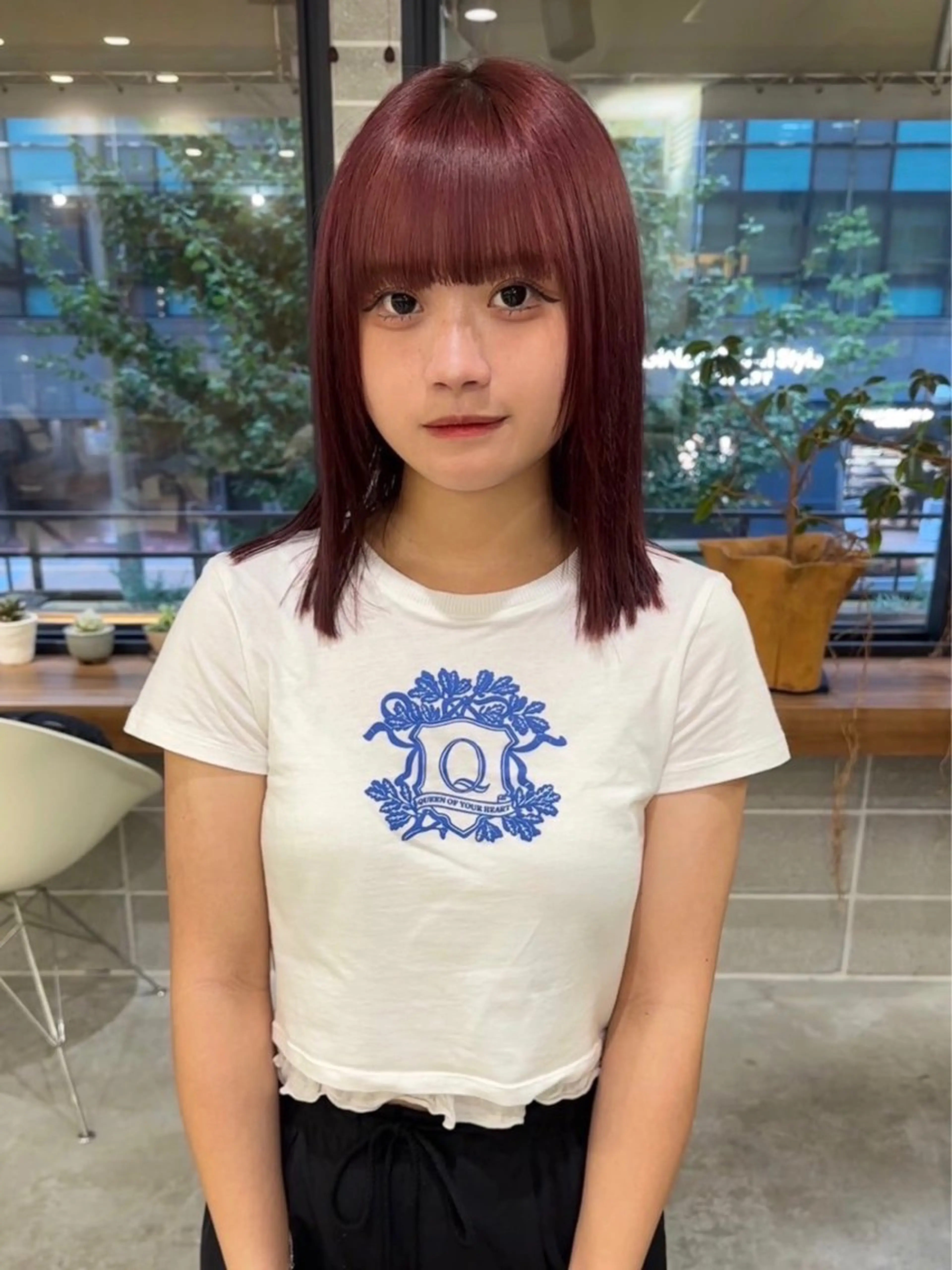 ミディアム カラー 顔周りデザイン/ ハイトーン/多田悠馬のヘアスタイル