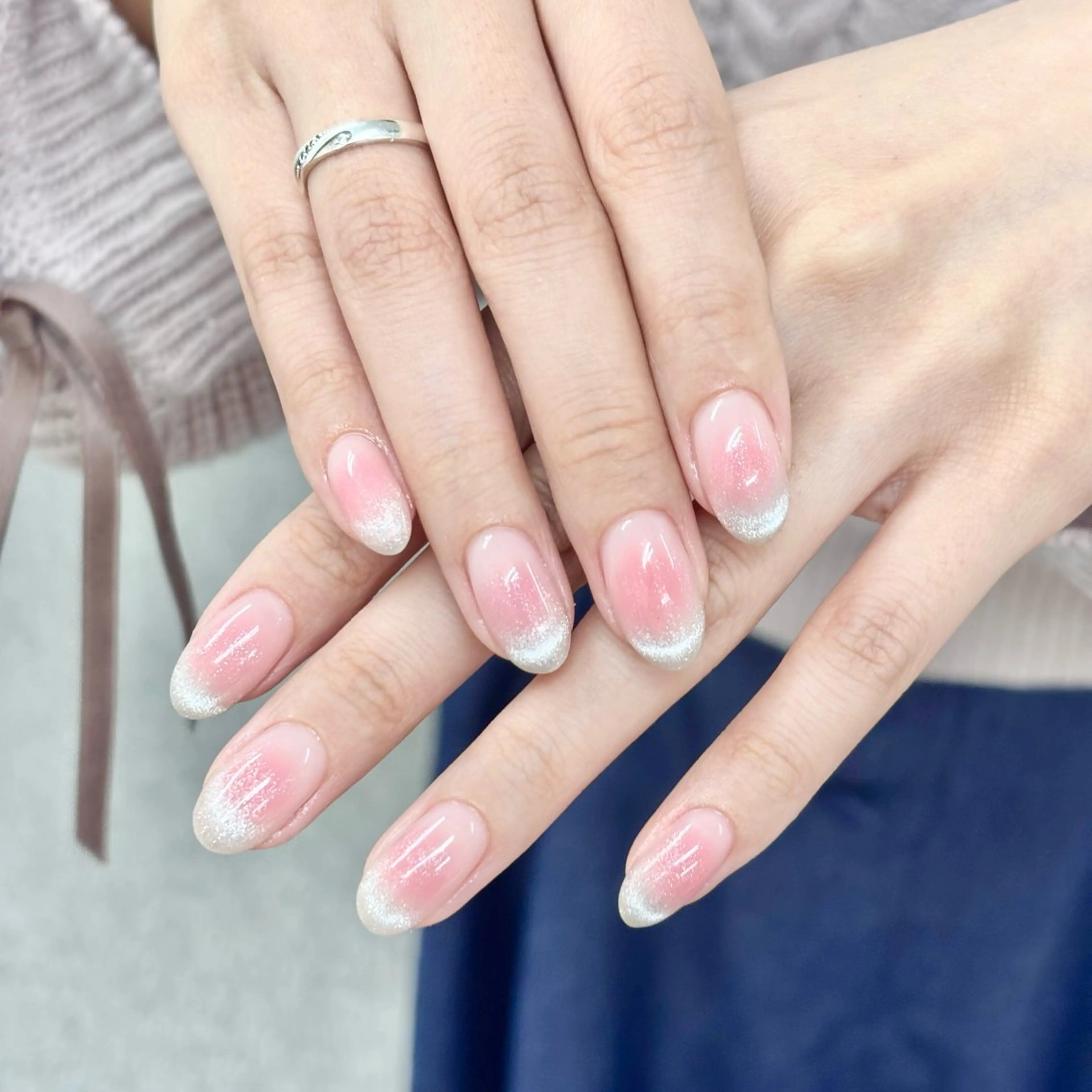 ネイル アートネイル フレンチネイル ジェルネイル ガラスフレンチ 韓国ネイル Kozeni NAIL SALONのネイルデザイン