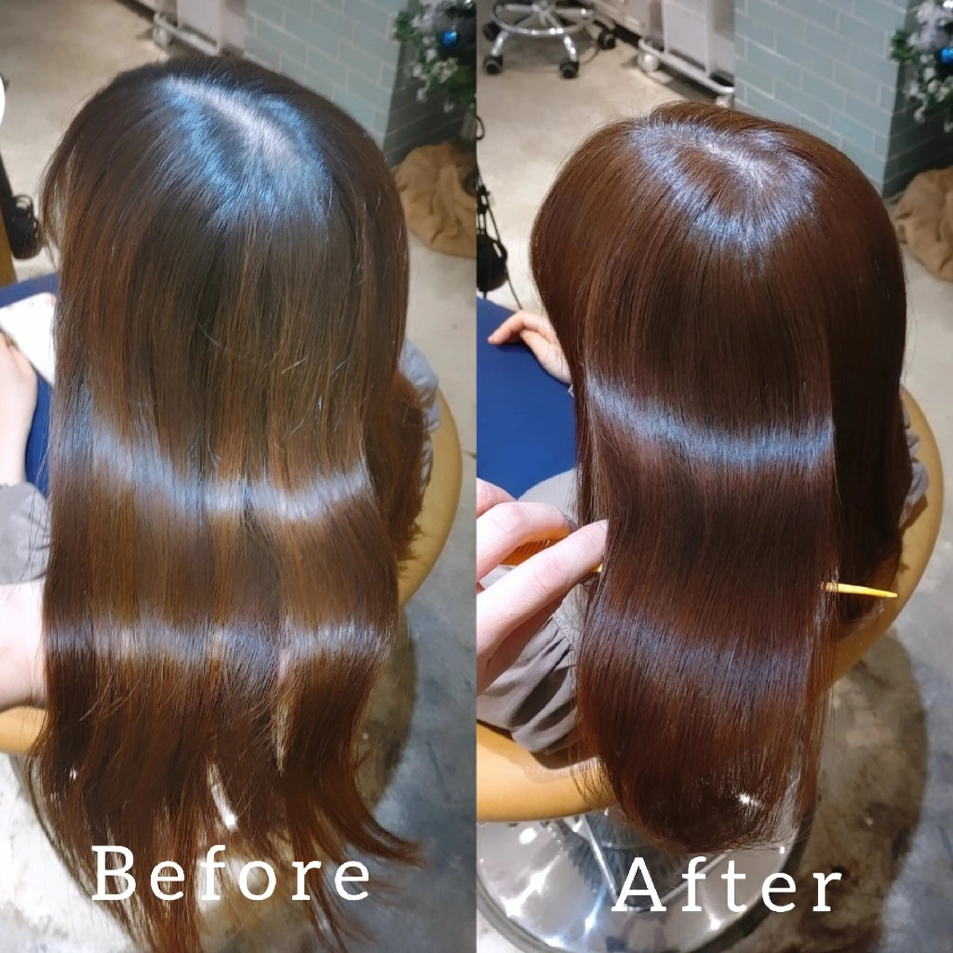 ミディアム ヘアカラー トリートメント 縮毛矯正/レイヤー 💎やまもとちひろのヘアスタイル