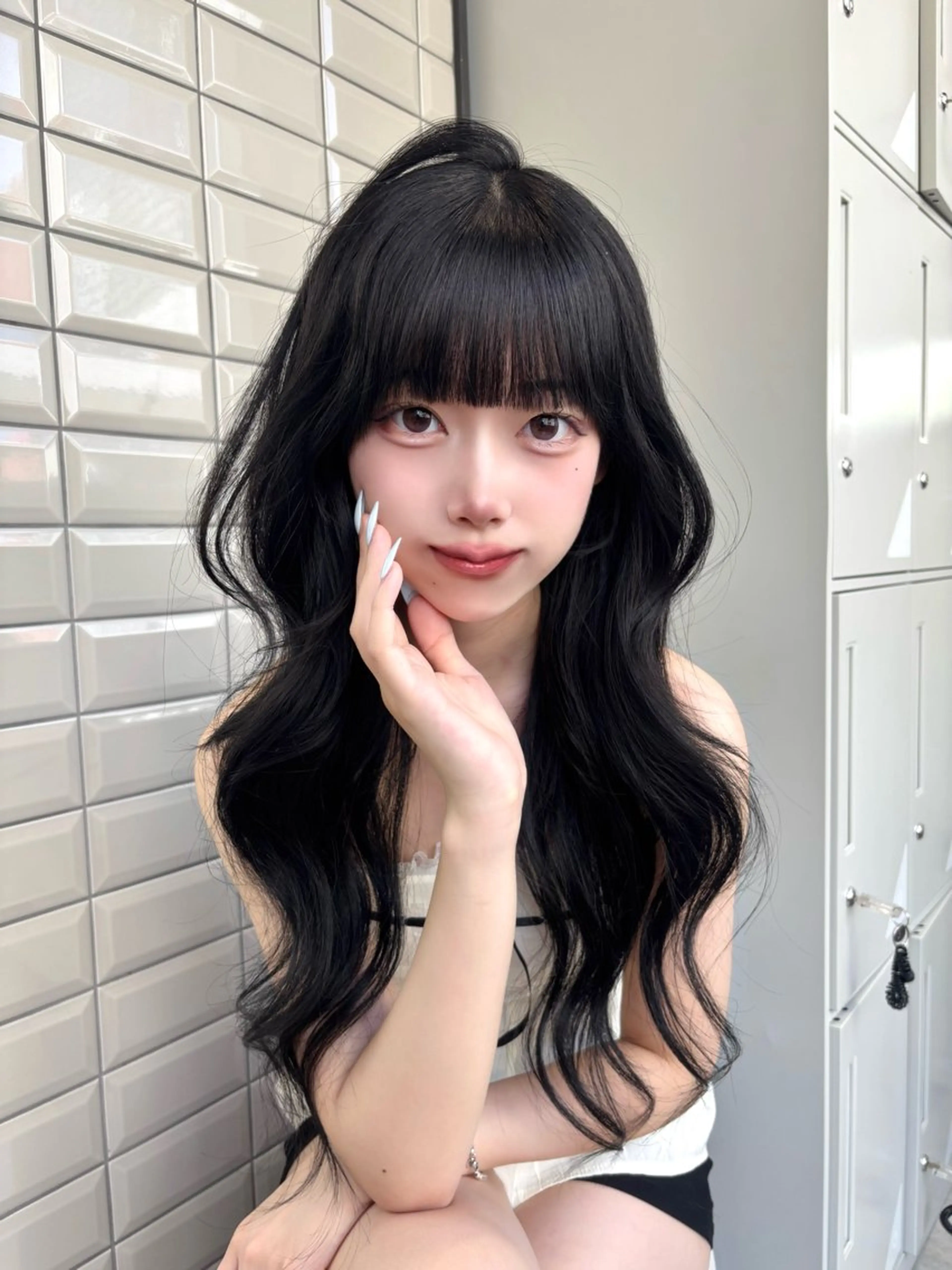 ロング カラー 顔周りカット 髪質改善 ヨシンモリ 韓国風ヘア 似合わせカット 吉田 陽菜のヘアスタイル