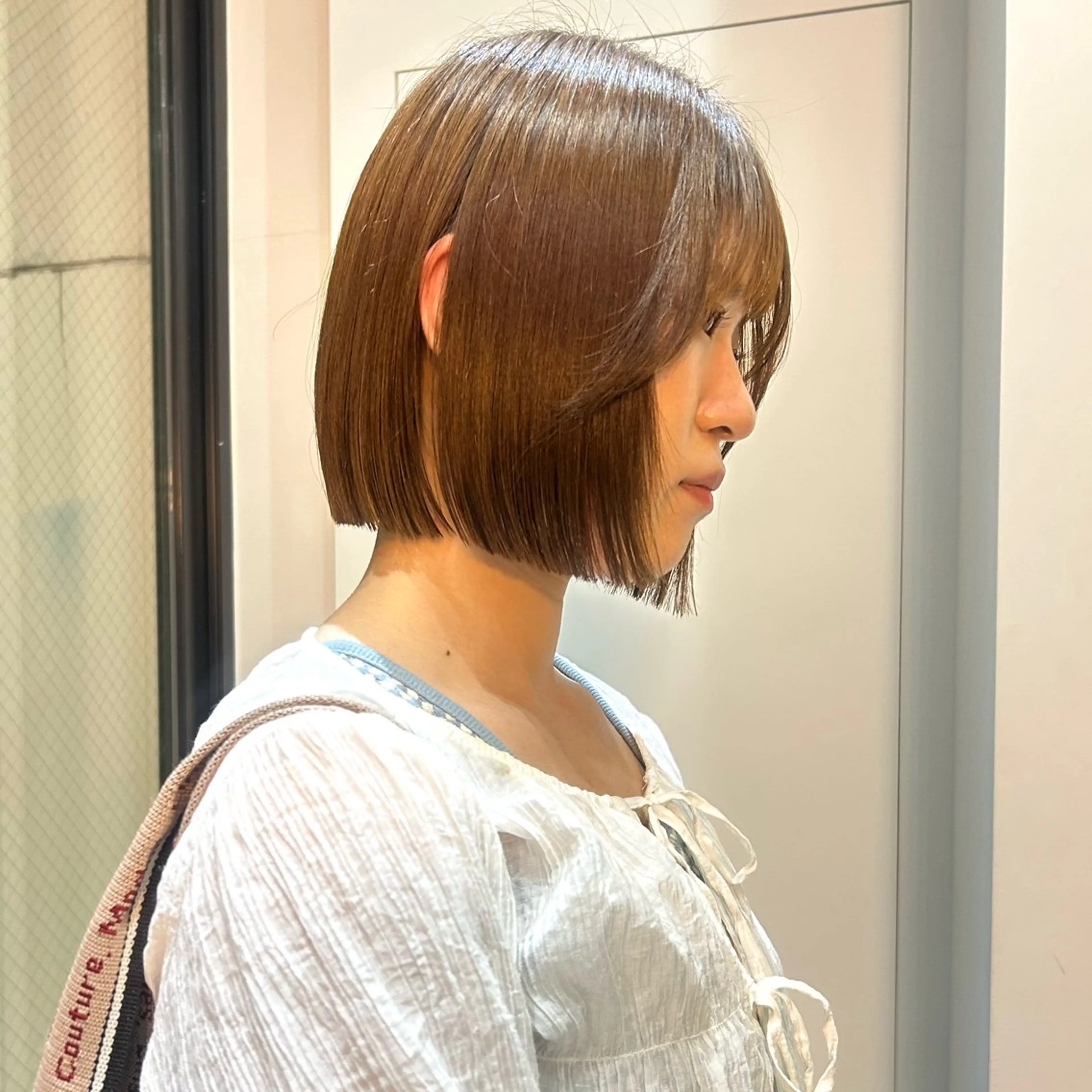 ミディアム ボブ 外ハネヘア カット トリートメント ボブ/くびれボブ/ 髪質改善/Ru-kaのヘアスタイル