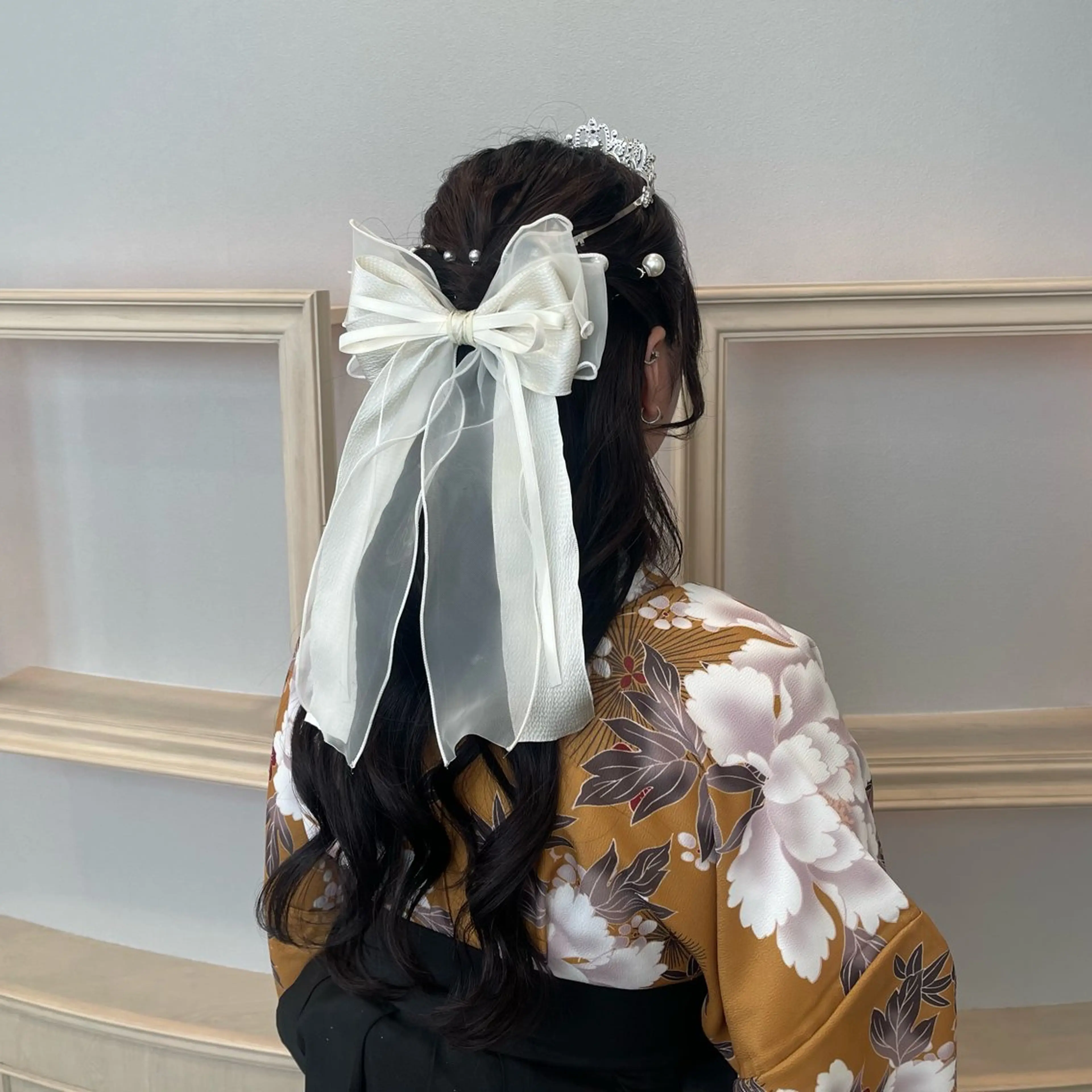 ロング ヘアアレンジ ハーフアップ 着付け 横浜アレンジ/メンズ カット/yuukaのヘアスタイル