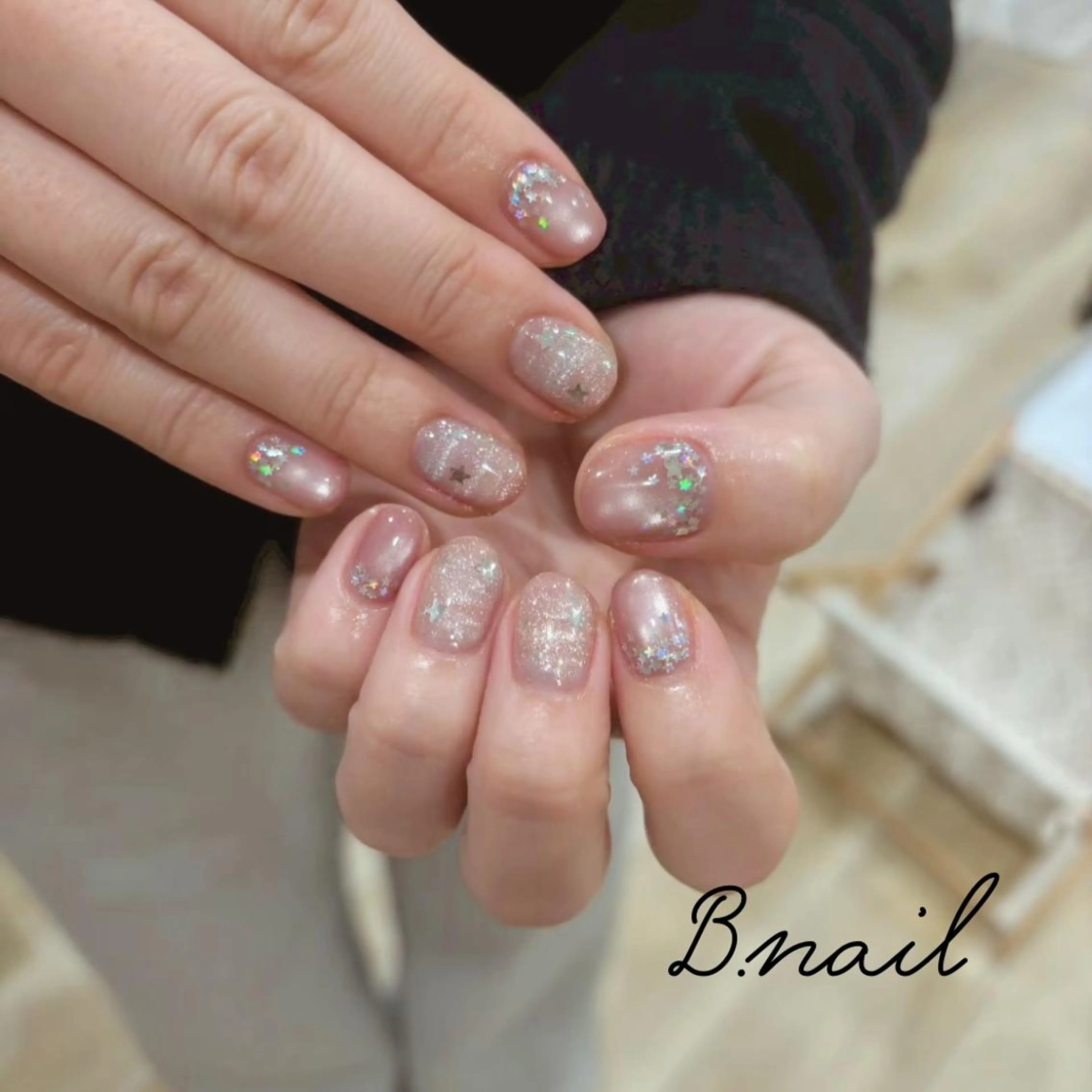 ネイル マグネットネイル 持ち込み ピンク 冬ネイル ハンドネイル B.nail mitoのネイルデザイン