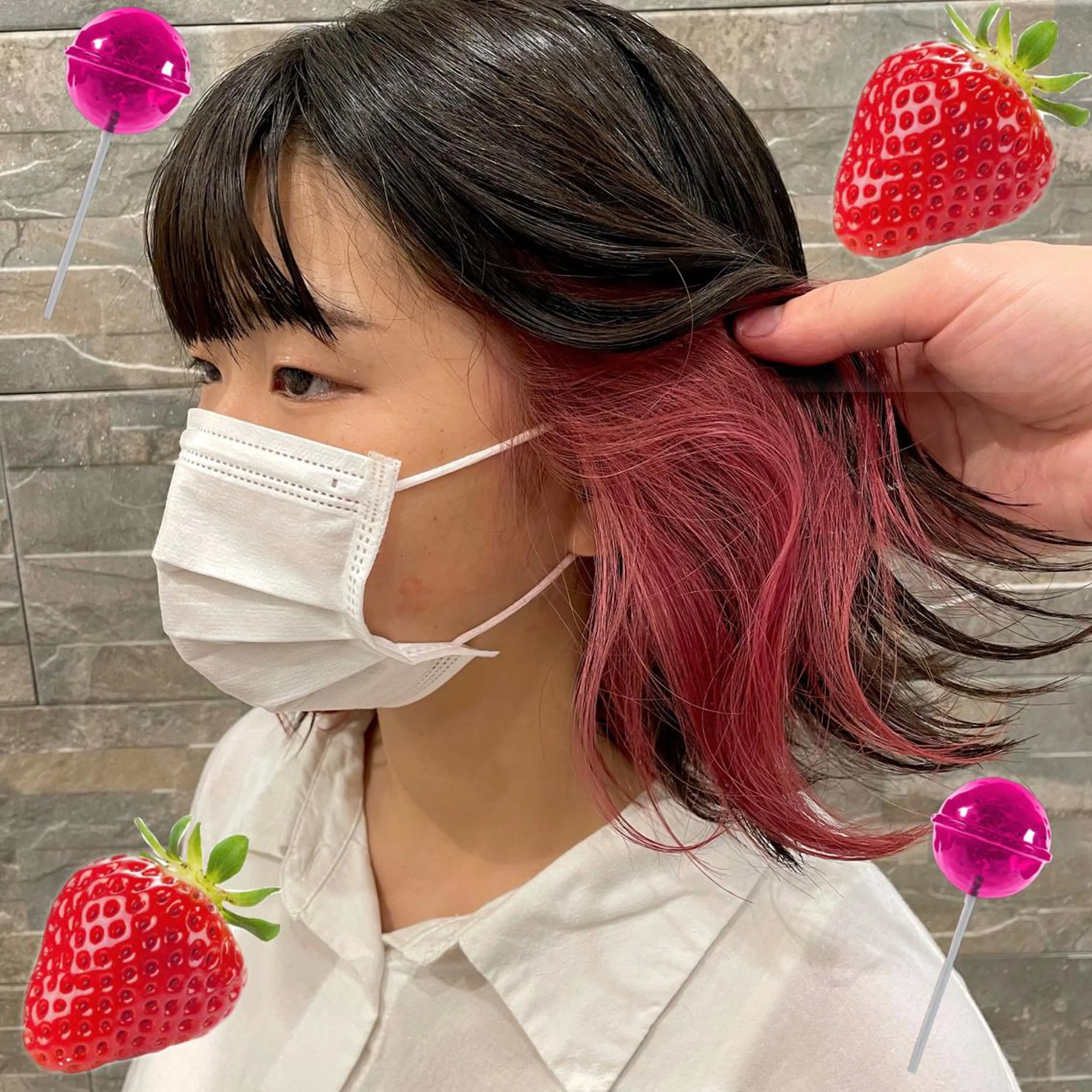 セミロング カラー ピンクカラー 梅田美容室/ ウルフカットのヘアスタイル