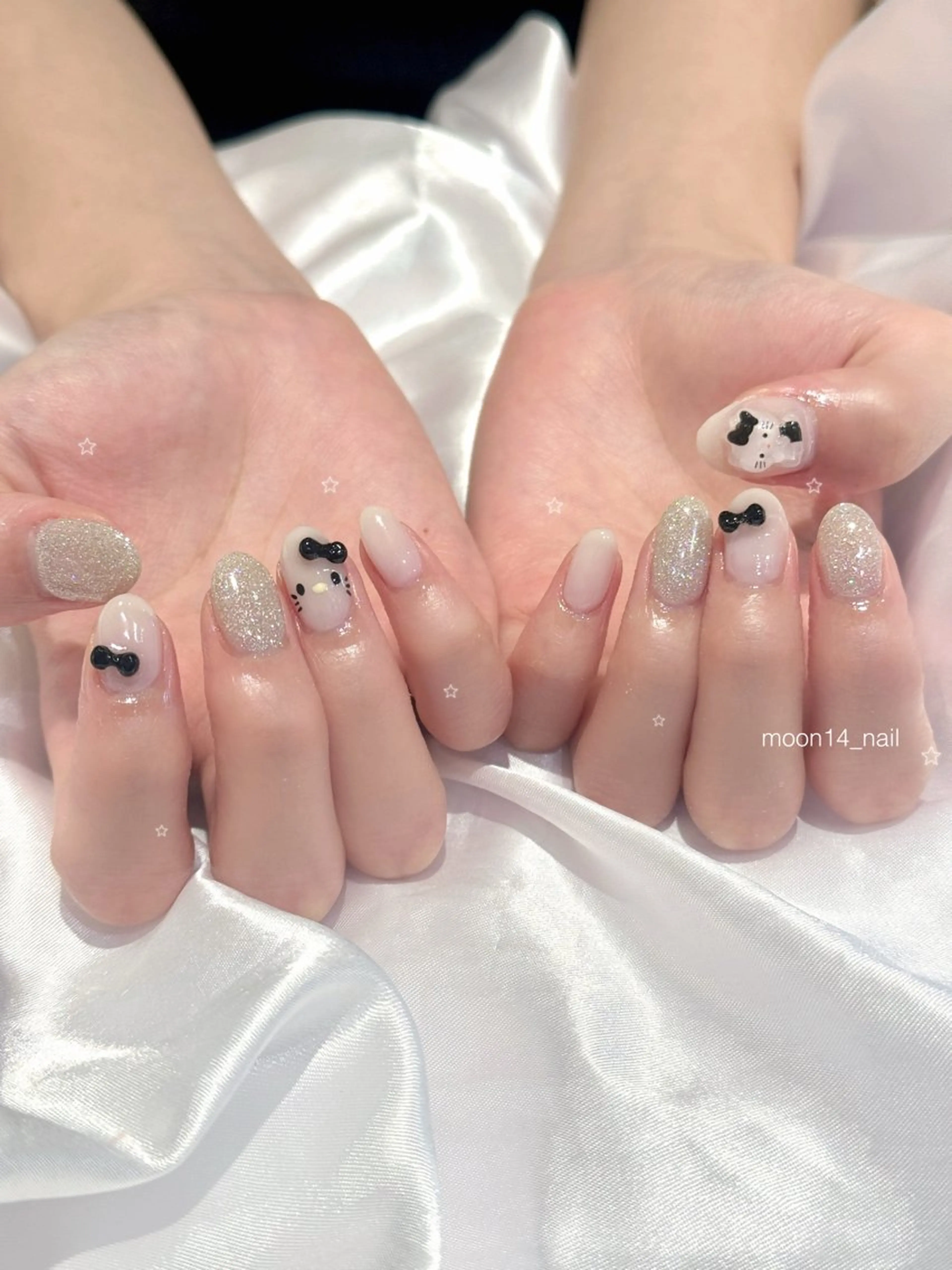 ネイル フラッシュネイル ジェルネイル パラジェル リボン シンプルネイル ハンドネイル natsuki 💫のネイルデザイン