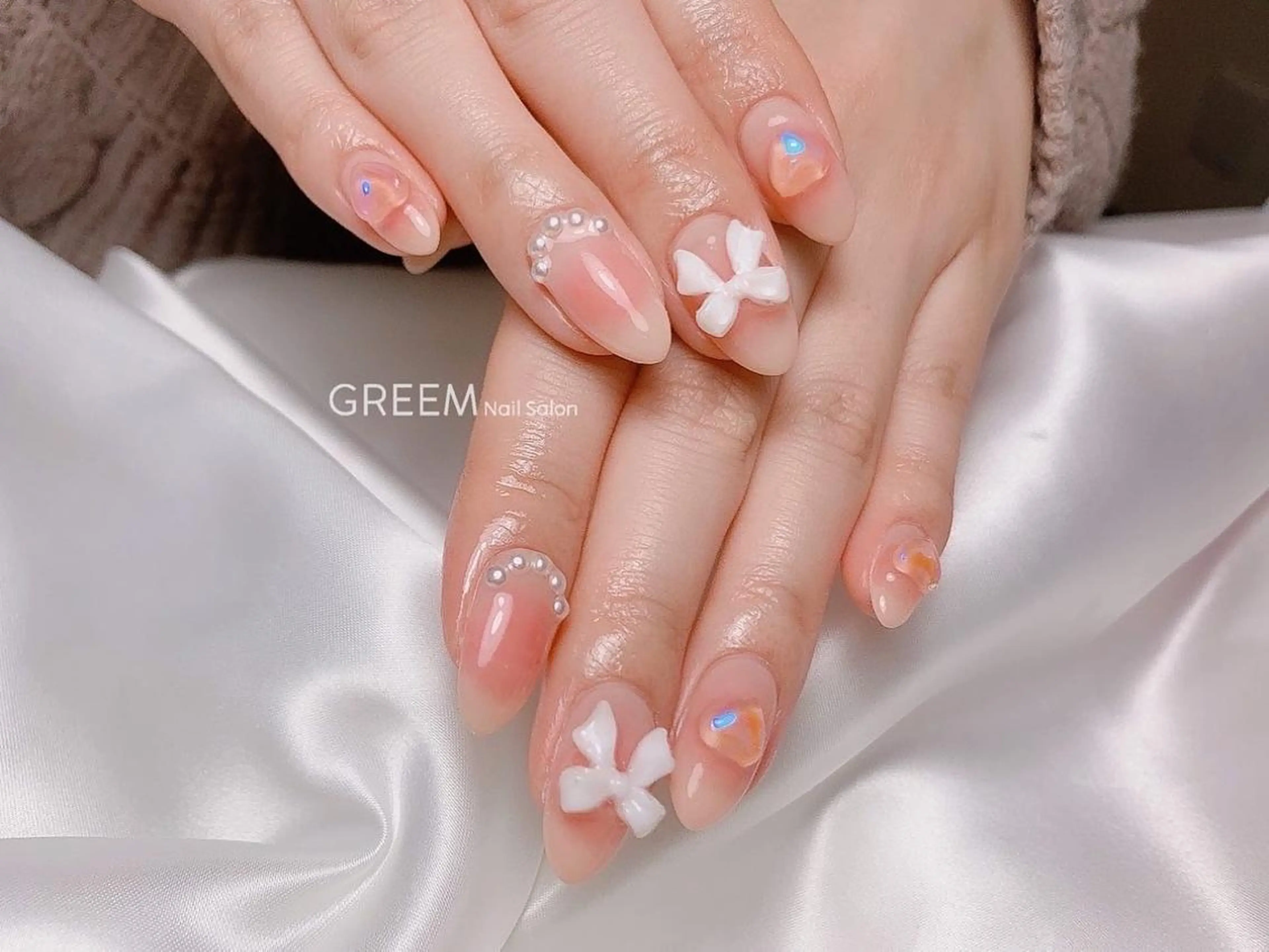 ネイル チークネイル クリアネイル フレンチネイル ジェルネイル ハート GREEM グリームのネイルデザイン