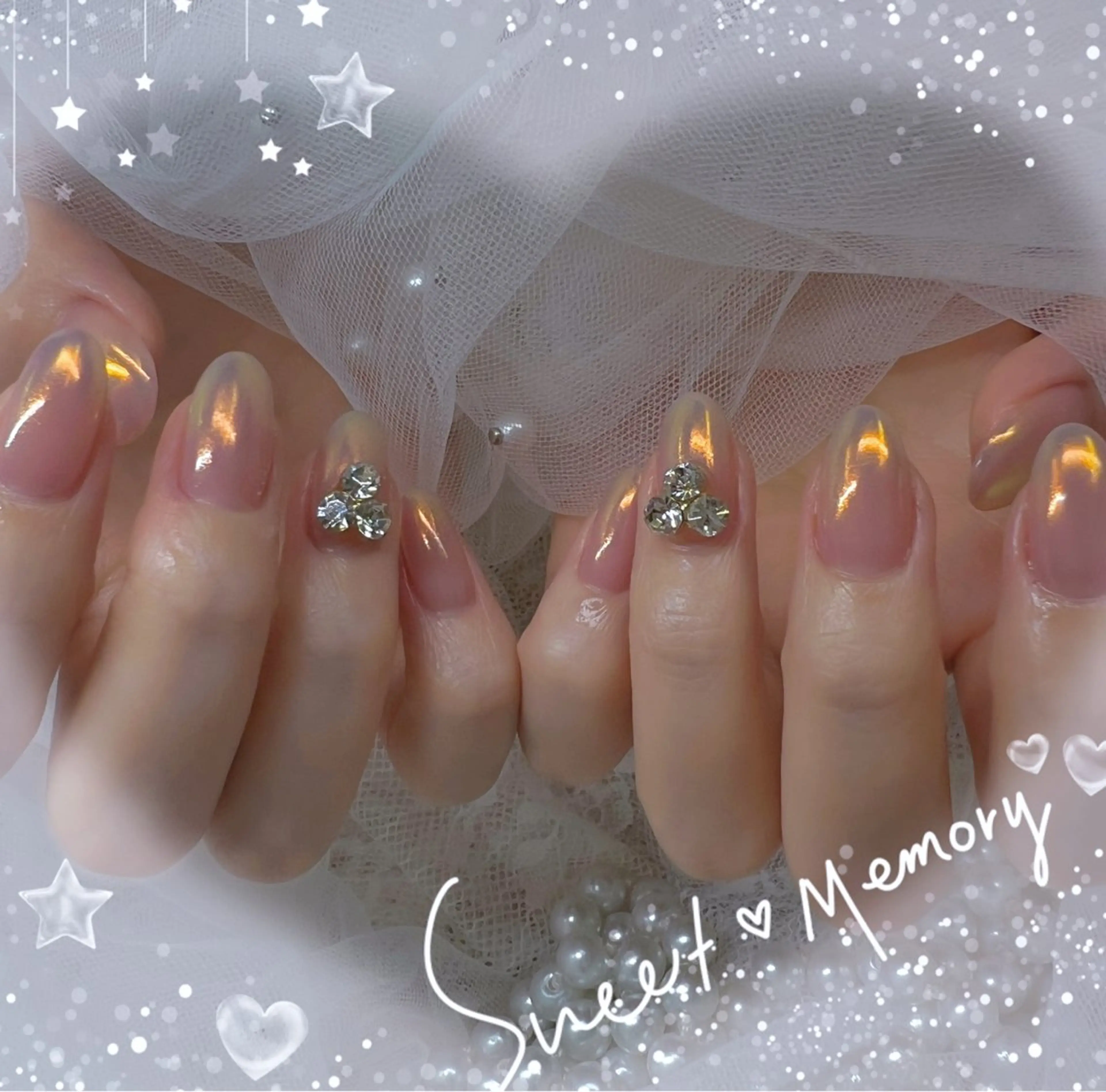 ネイル チークネイル フレンチネイル ガーリー ガラスフレンチ グラデーション ハンドネイル Chill Nailsalonのネイルデザイン