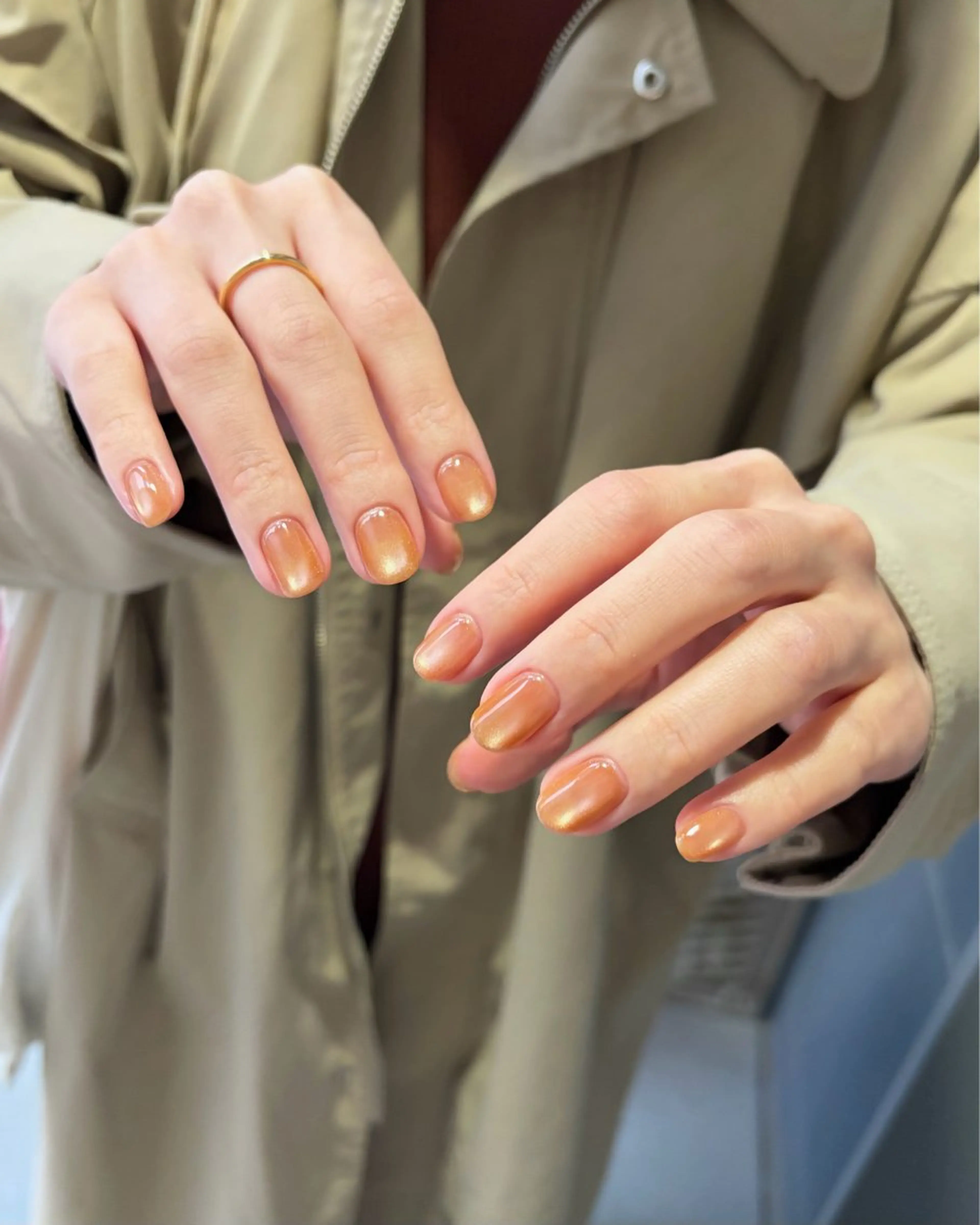 ネイル マグネットネイル オレンジ ハンドネイル nailsalon amity🌿池田のネイルデザイン
