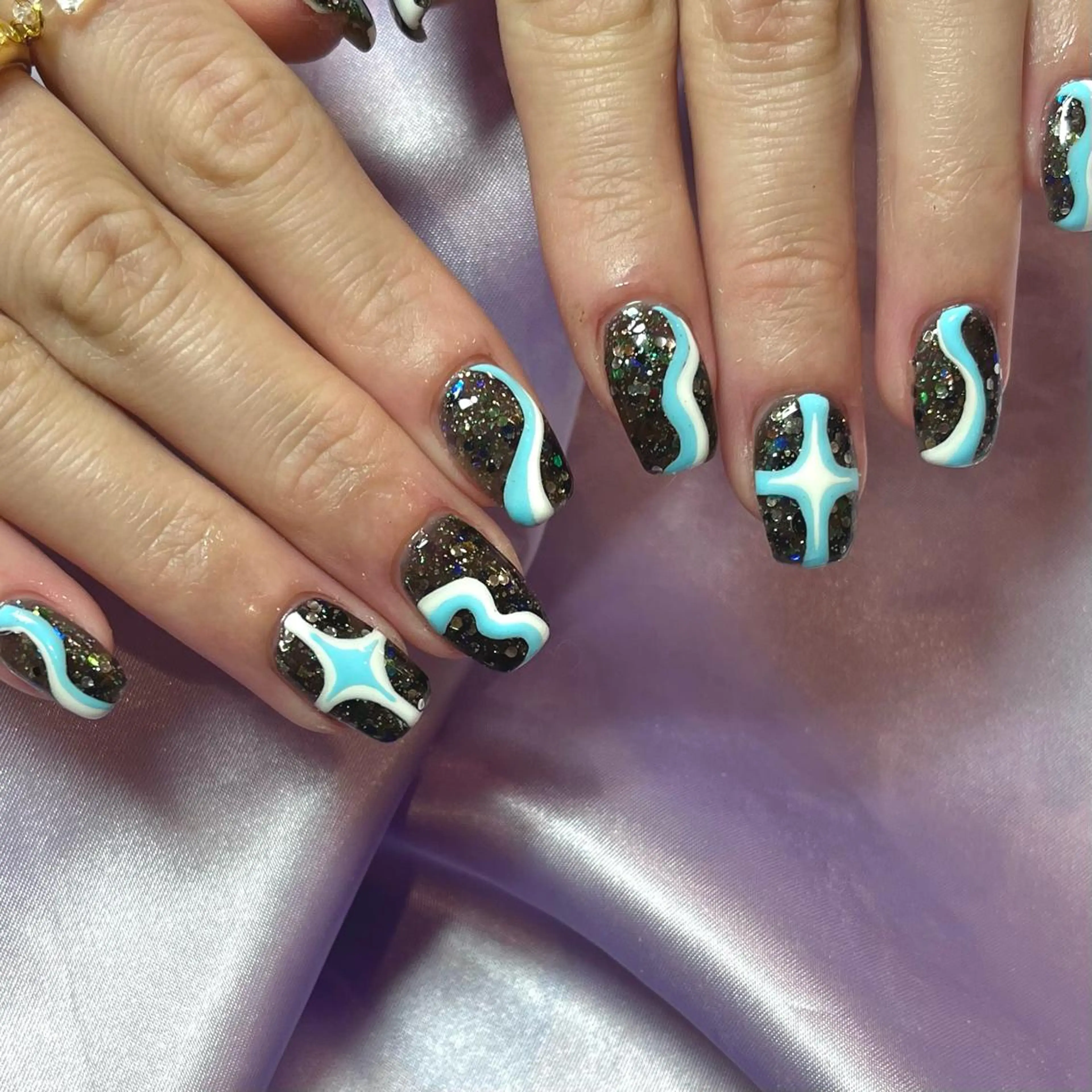 ネイル アートネイル オーロラネイル キラキラネイル ラメ(グリッター) ぷっくりネイル ハンドネイル フットネイル Para Sol nail　Maoのネイルデザイン