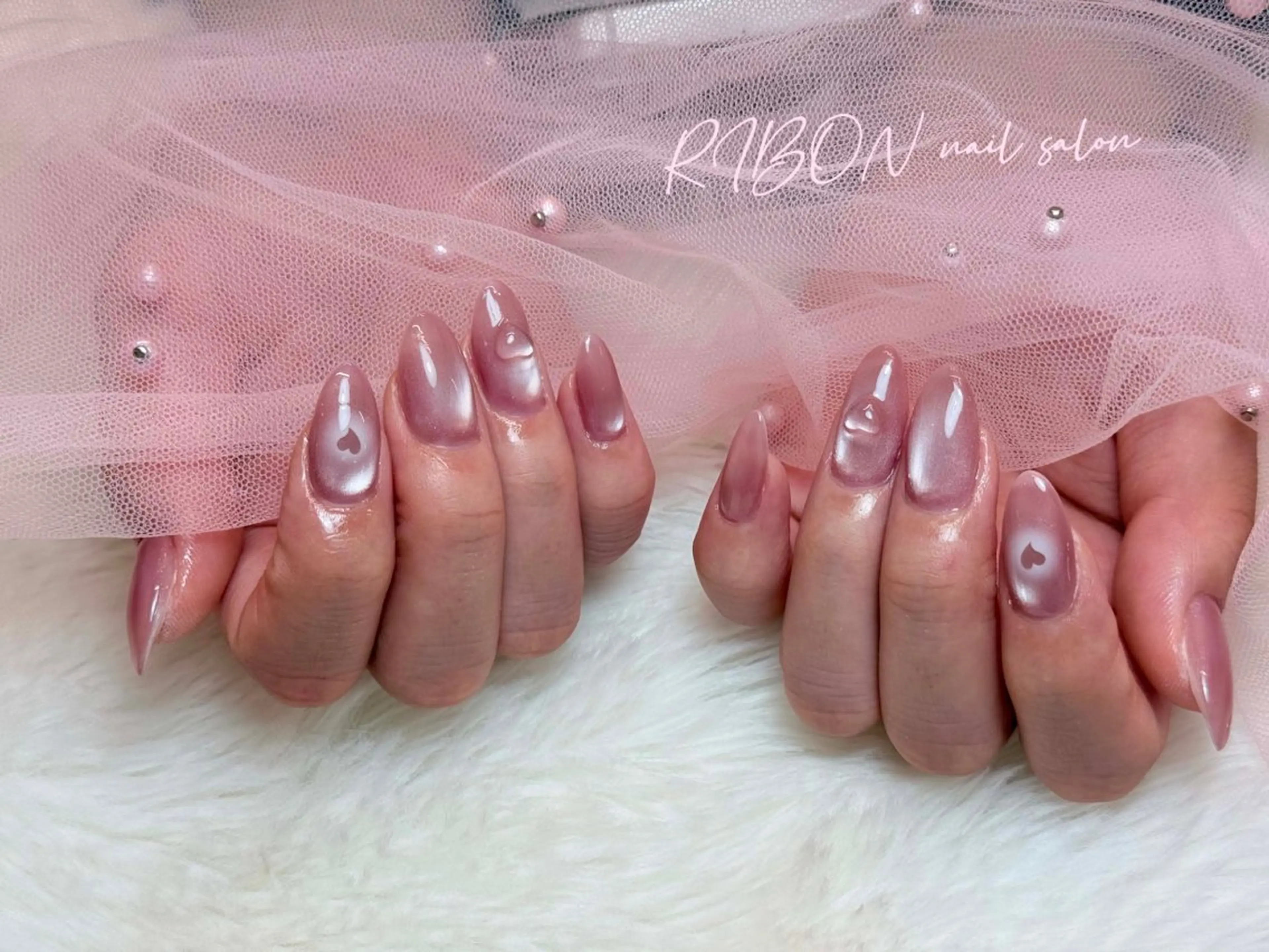ネイル チークネイル 長さ出し フレンチネイル ジェルネイル グラデーション ハンドネイル RIBON nail 高田馬場のネイルデザイン