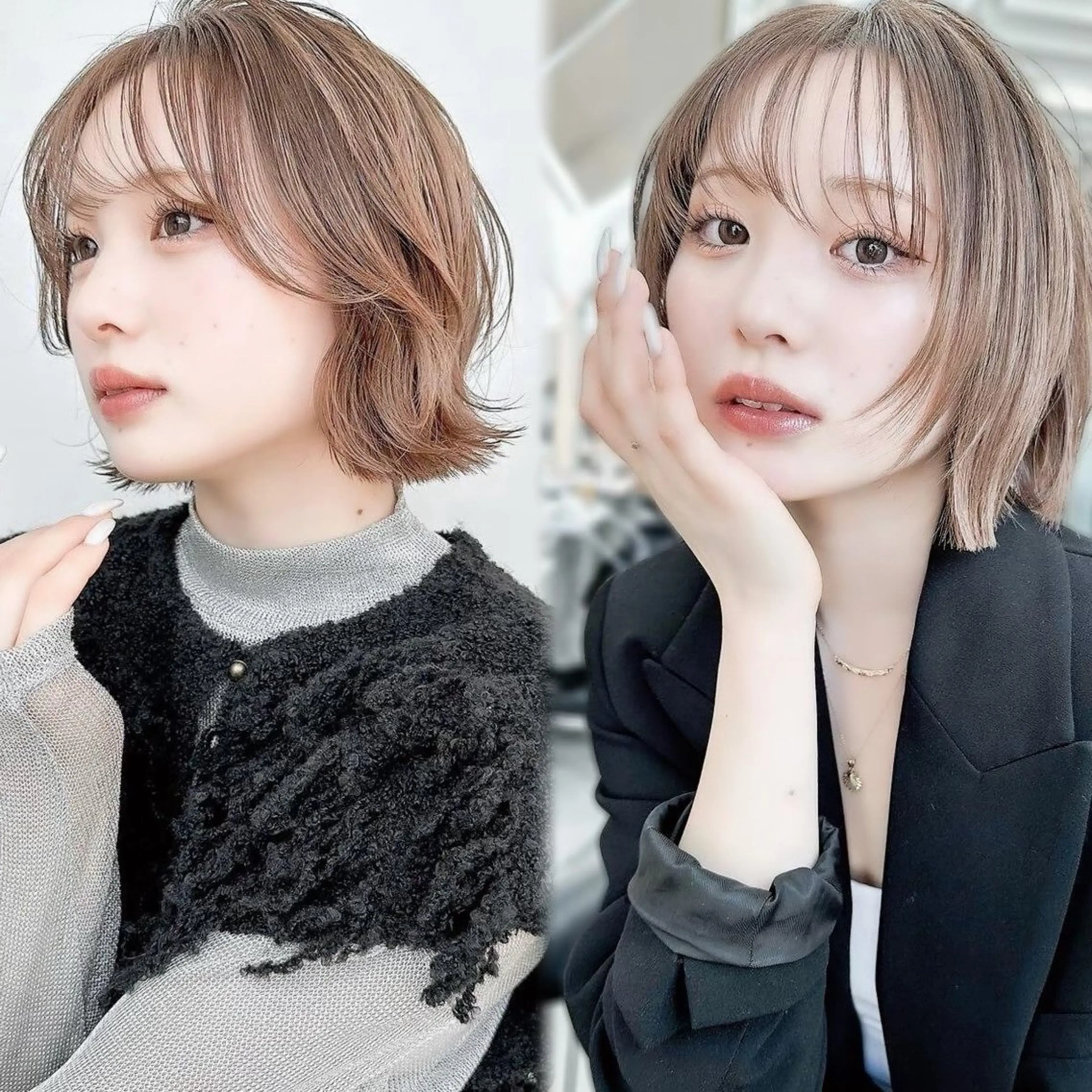 ミディアム カラー ヘアアレンジ カット ヘアカラー トリートメント 🫧ボブ／縮毛矯正／ 韓国／ゆーな🫧のヘアスタイル