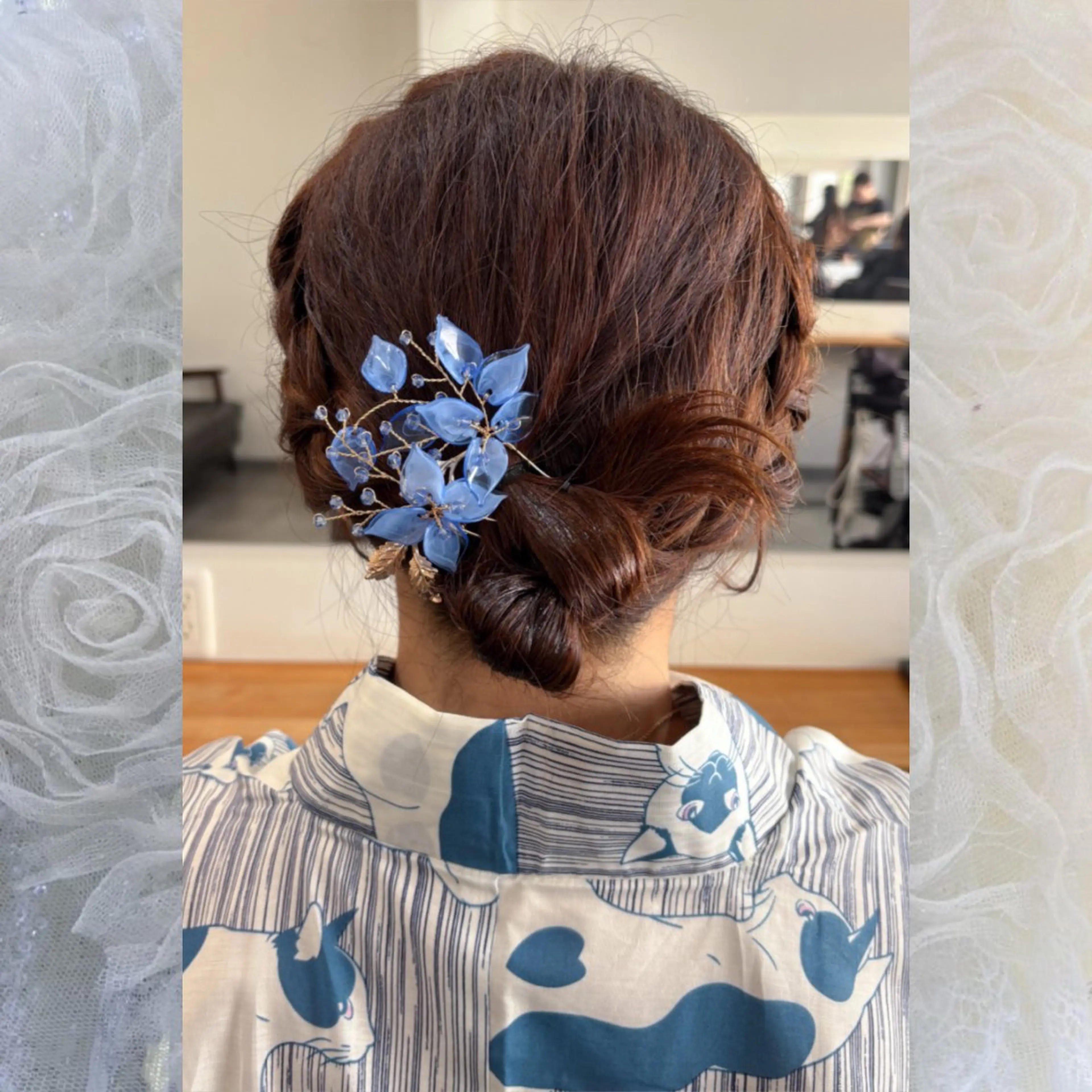 ショート ヘアアレンジ 浴衣 ヘアセット 河原 彩心【練習モデル】のヘアスタイル