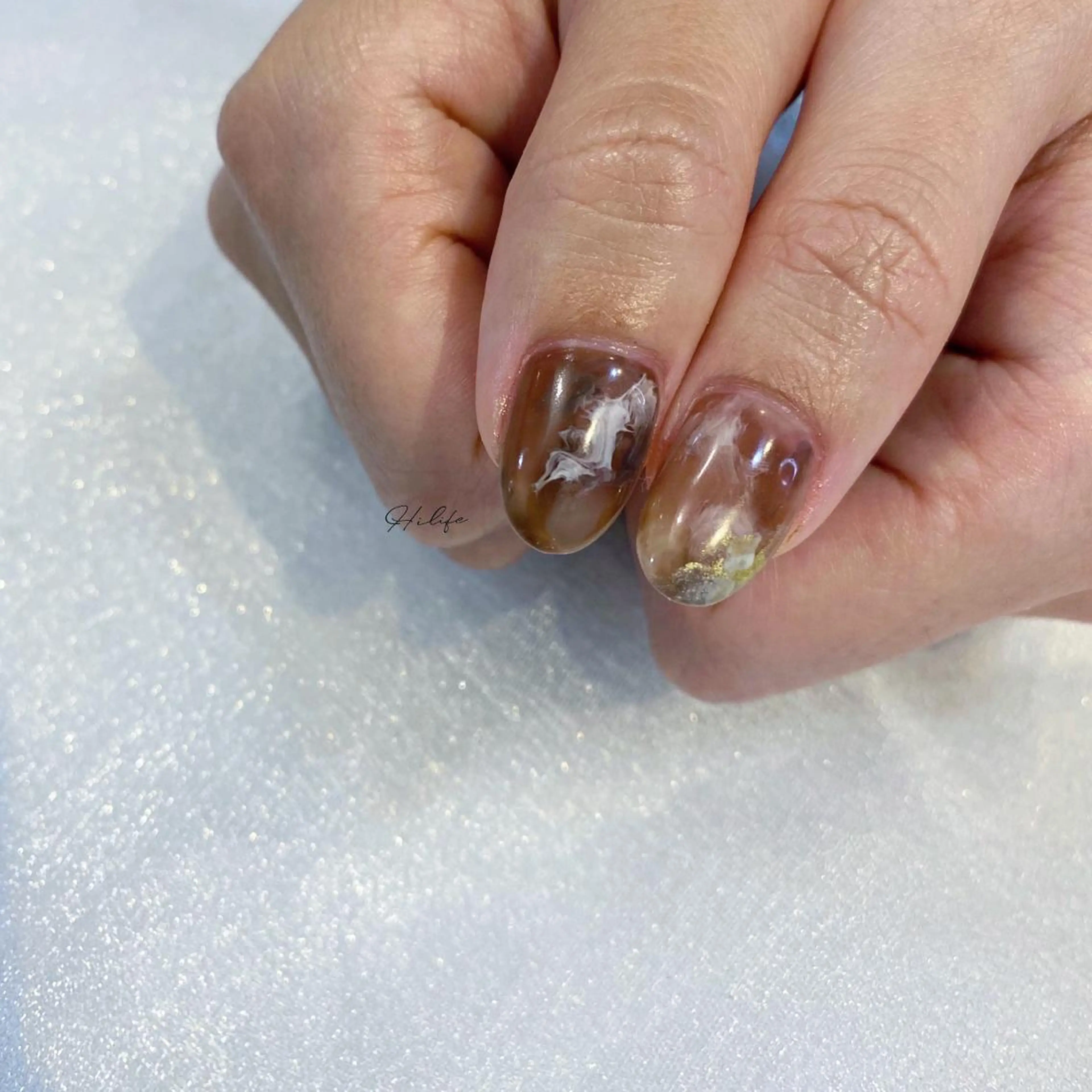 ネイル ブラウン ネイルチップ ハンドネイル Nail Adore.のネイルデザイン