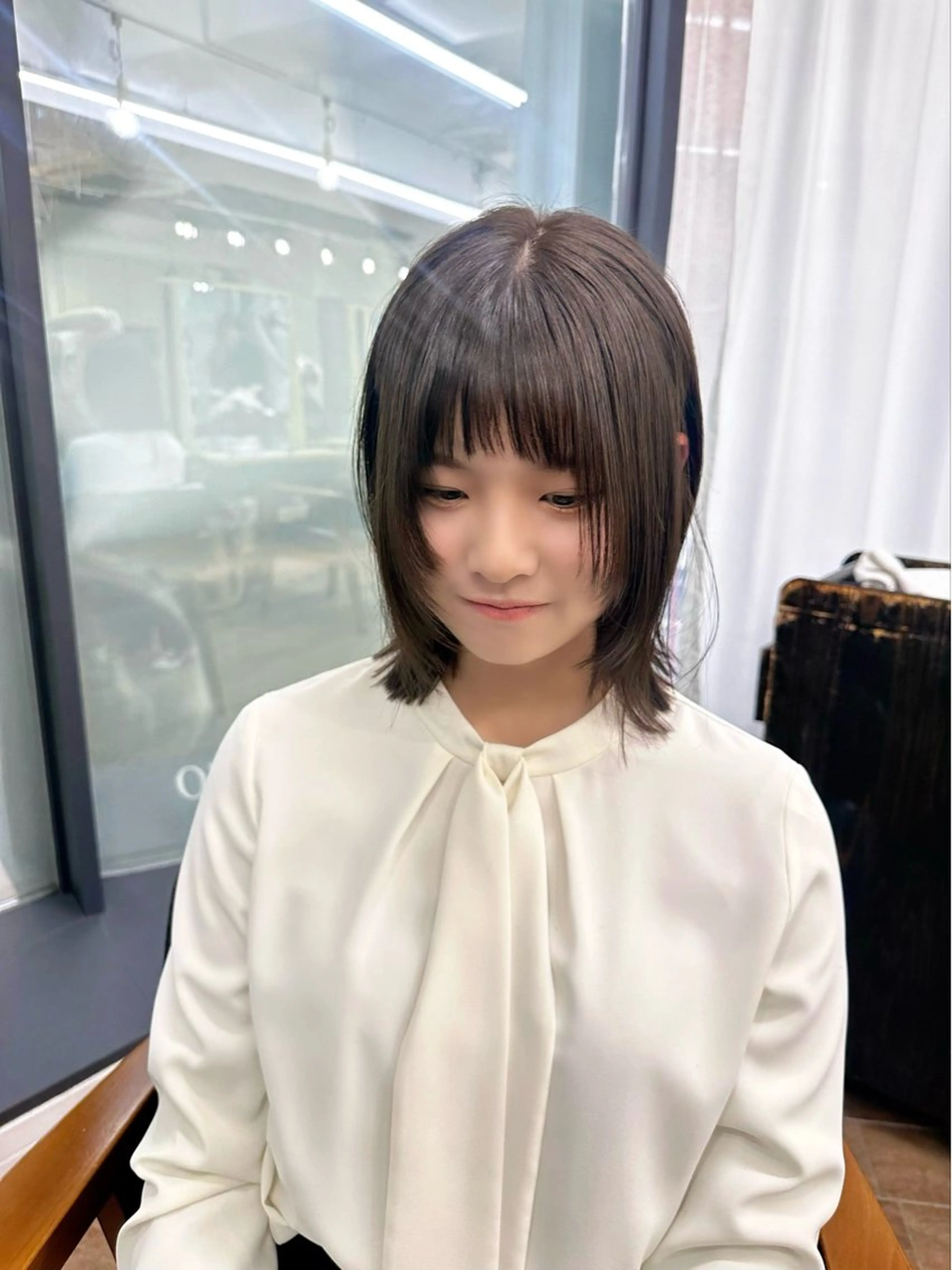 ミディアム カラー パーマ ヘアアレンジ メンズ キッズ レイヤーカット／顔周 りカット/縮毛矯正のヘアスタイル