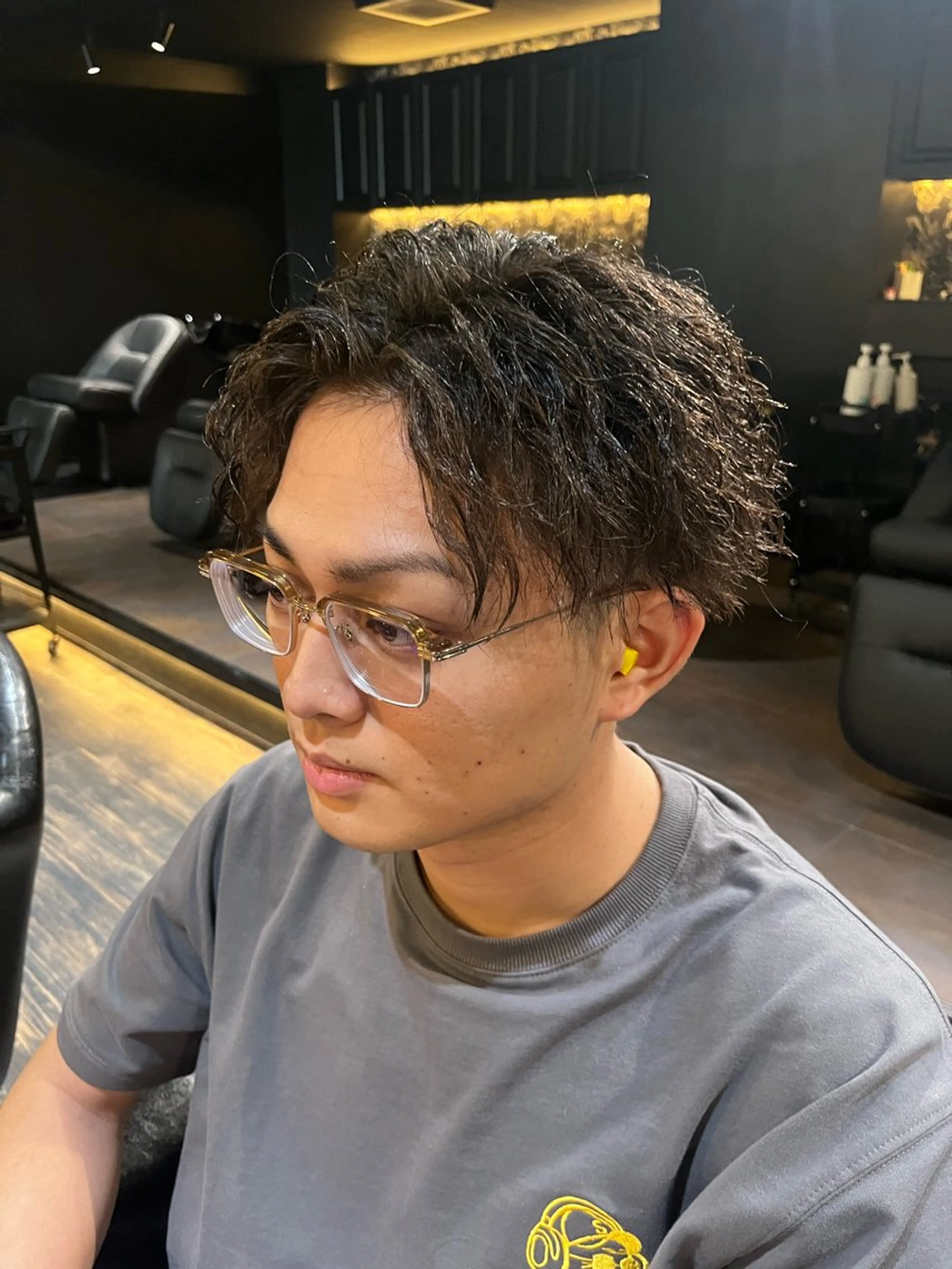 ショート パーマ メンズ フェードカット 刈り上げ パーマ 齋木 陽輝のヘアスタイル