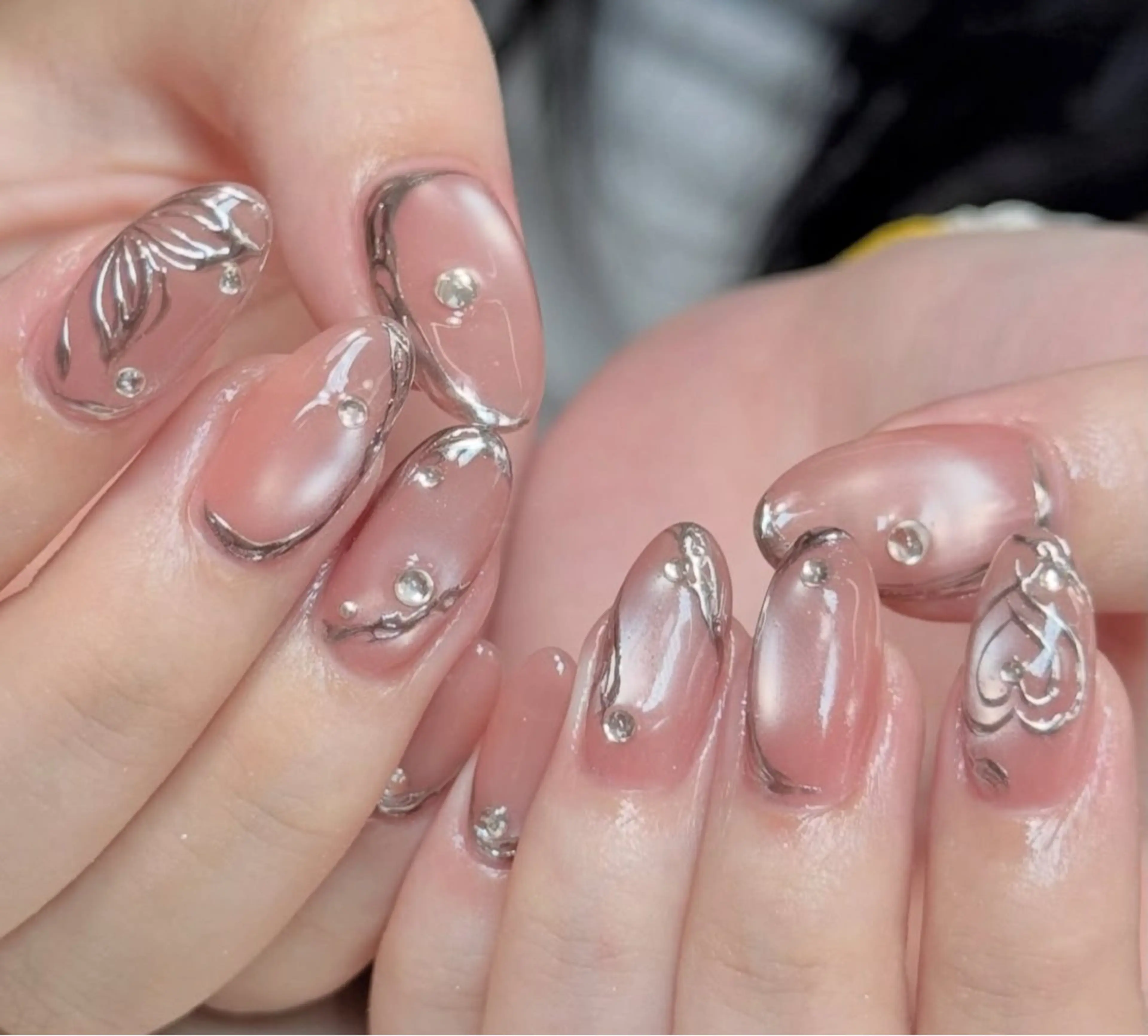 ネイル アートネイル フレンチネイル ジェルネイル キラキラネイル ニュアンスネイル ハンドネイル Ryunail所属・Ryu Nail NekoChanのネイルデザイン