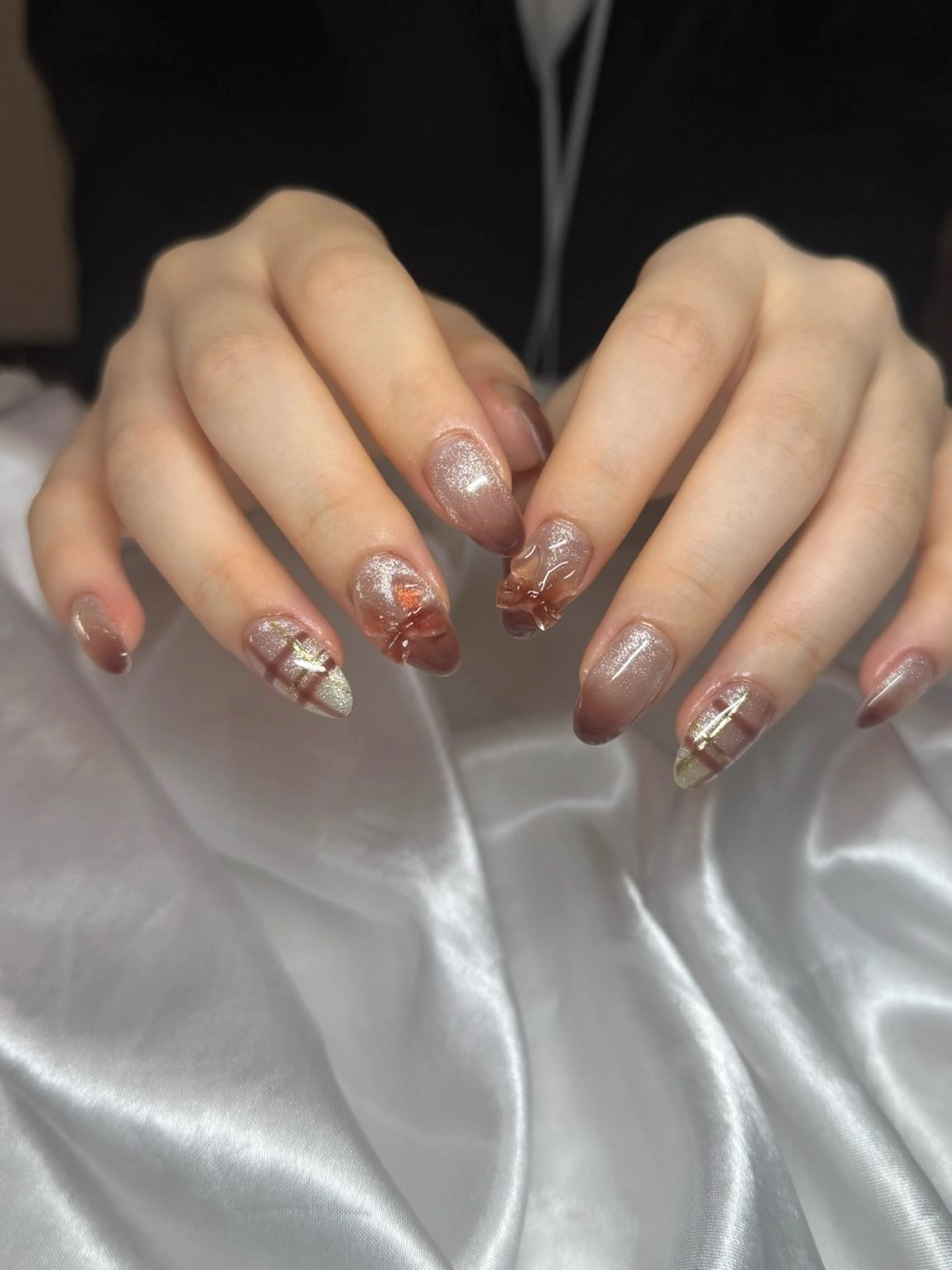 ネイル ブラウン Rommy Arisaのネイルデザイン