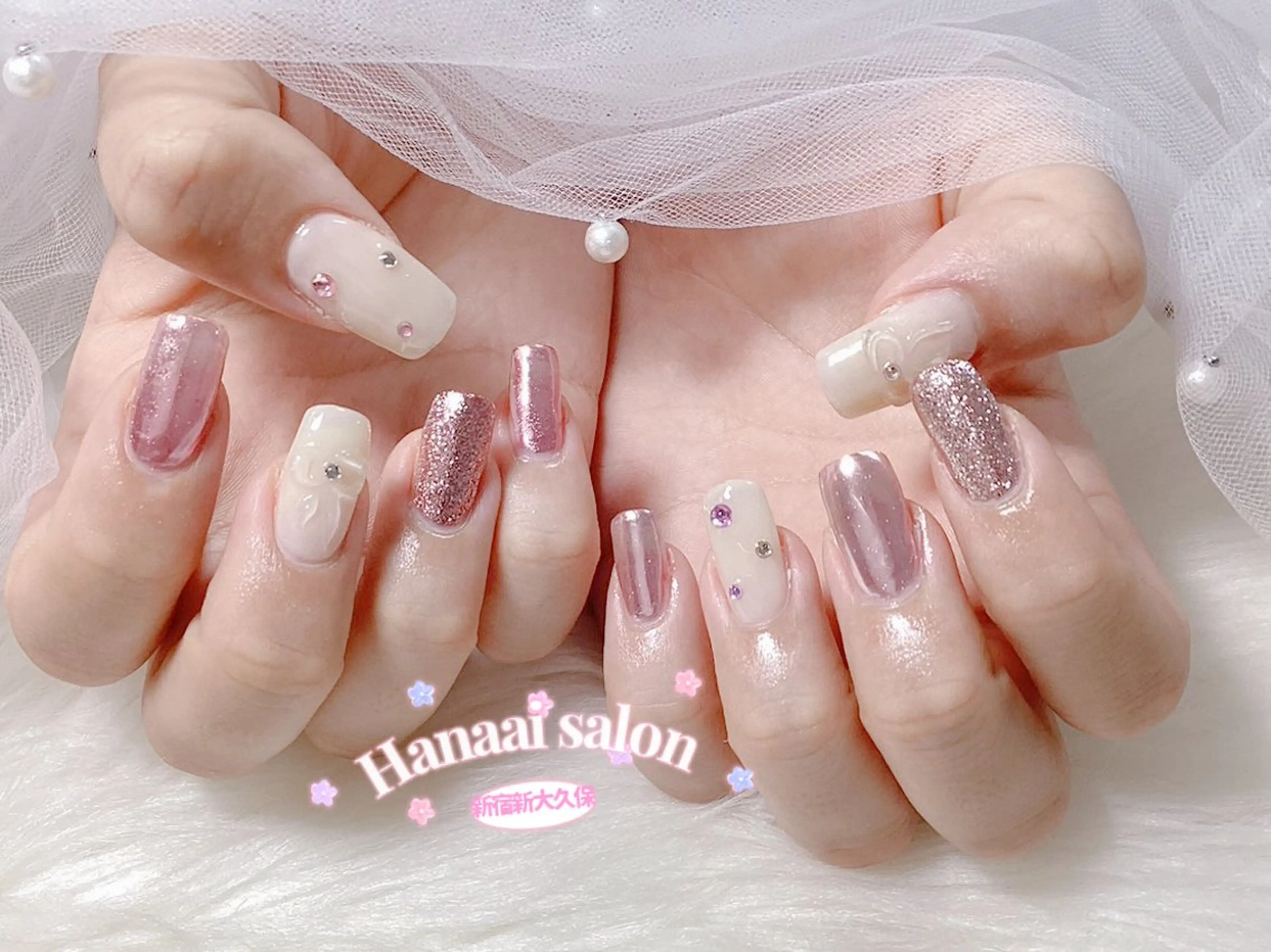 ミディアム ハンドネイル Hanaai salon あまねのネイルデザイン