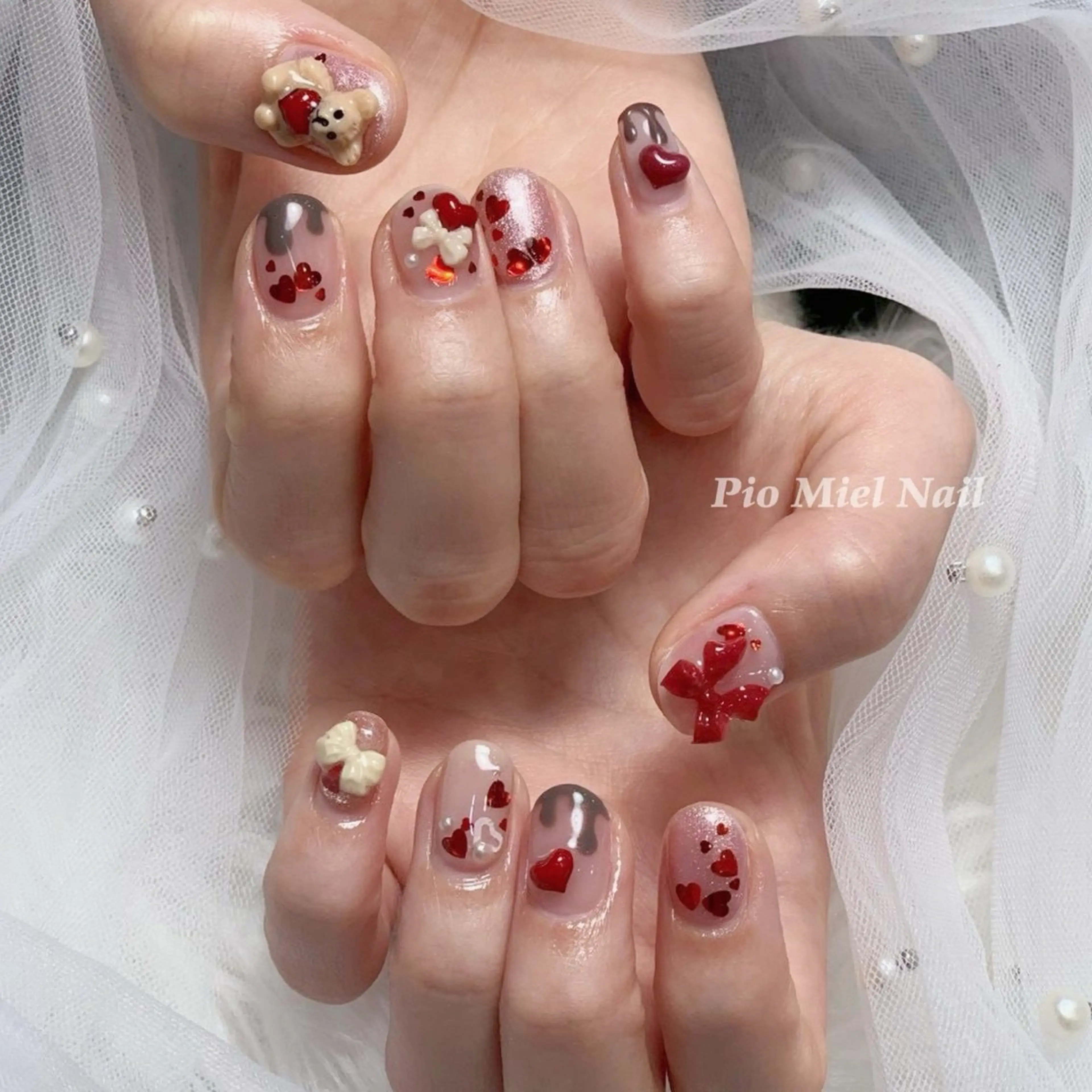 ネイル ハンドネイル HANA 長さだしのネイルデザイン