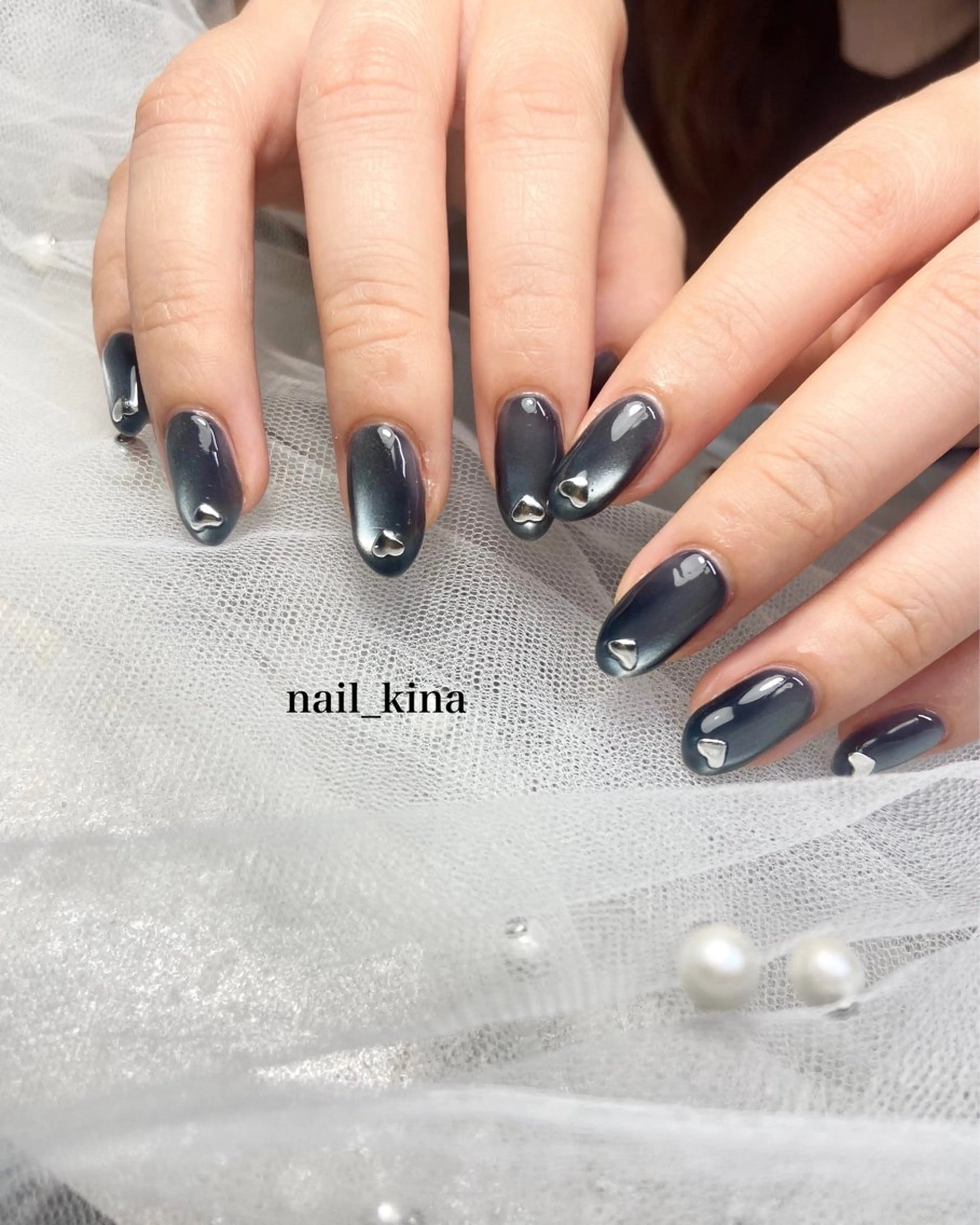 ネイル ハート マグネットネイル nail_ kinaのネイルデザイン