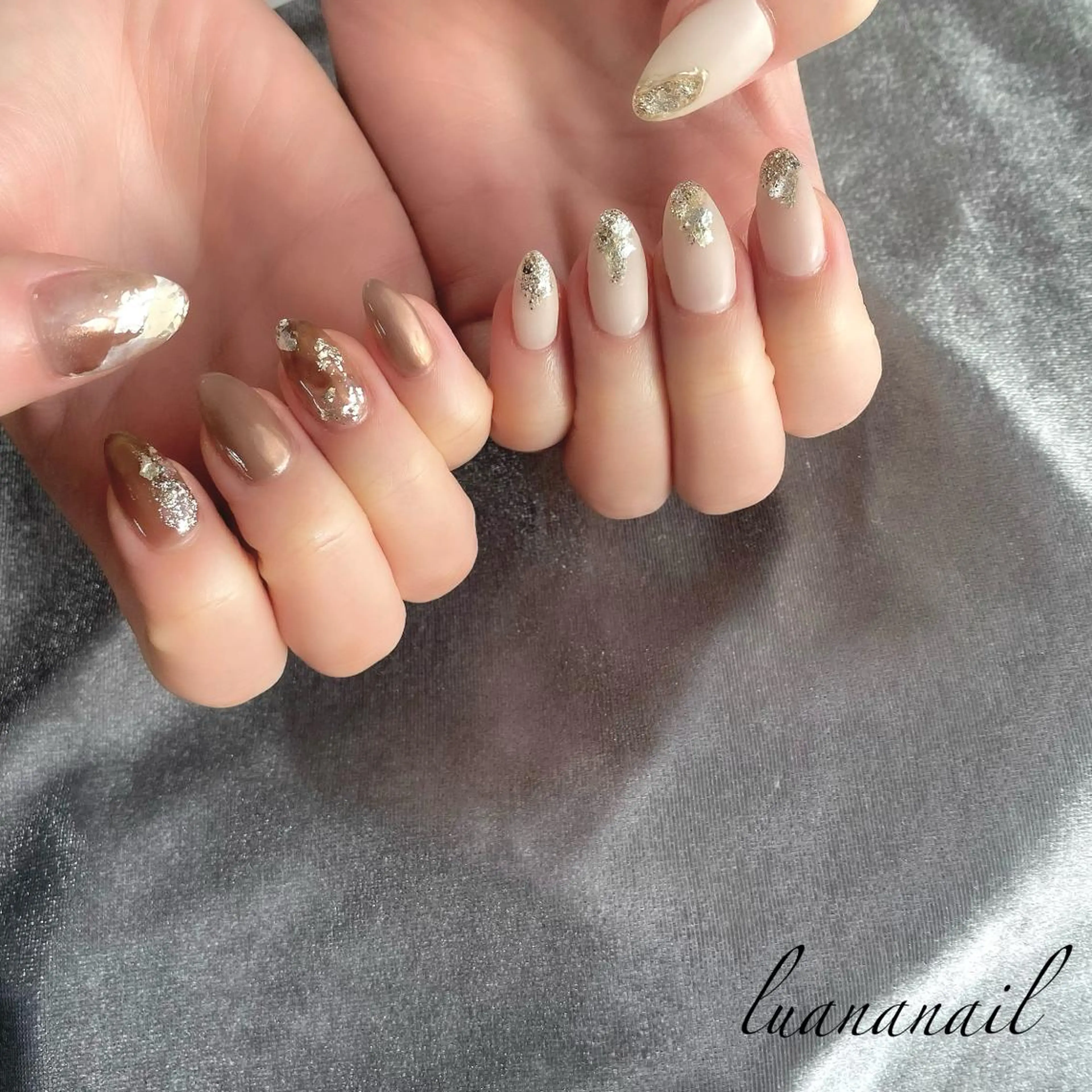 ネイル ブラウン ハンドネイル luana nailのネイルデザイン
