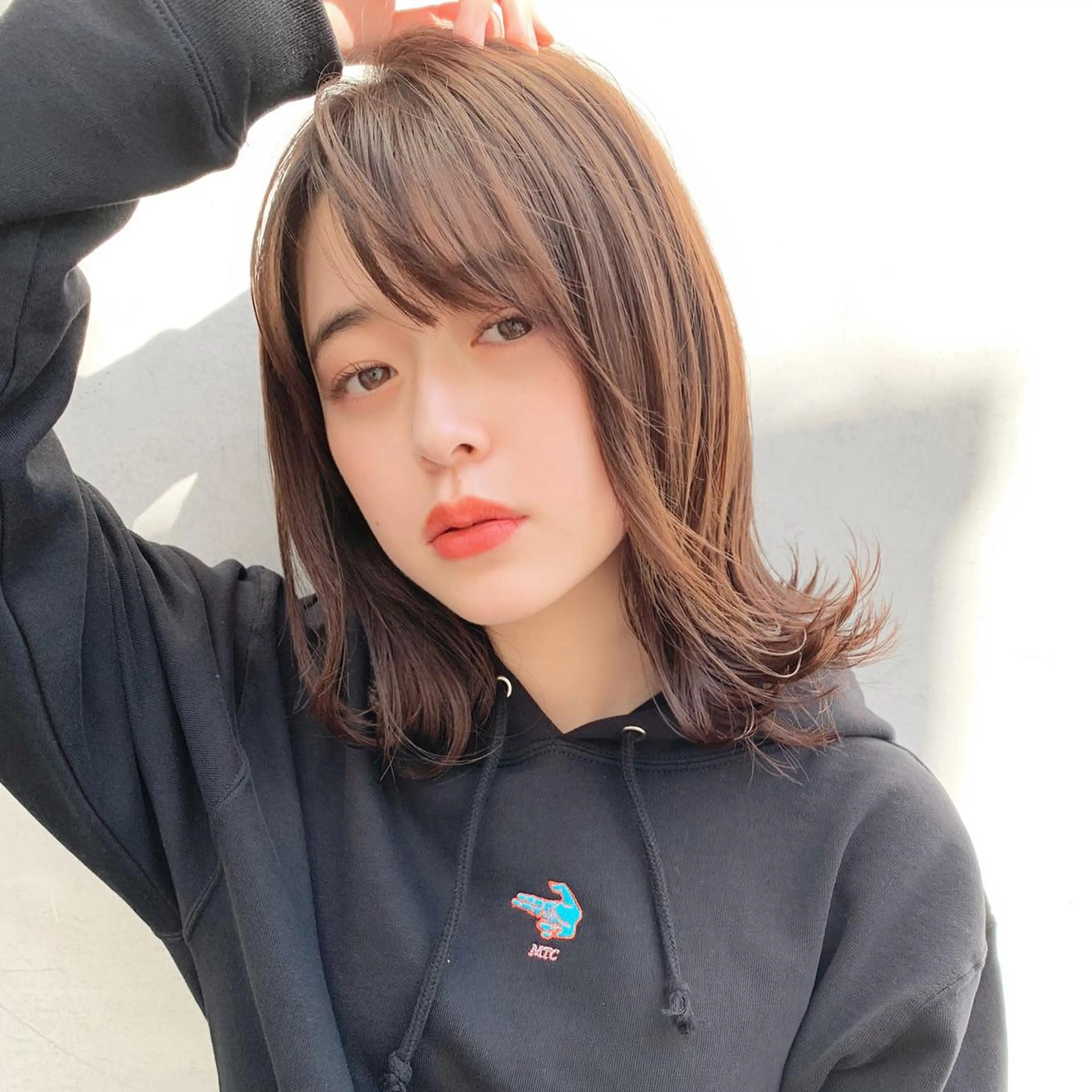 ミディアム カラー オレンジ ボブ 外ハネヘア 髪質改善☆ 縮毛矯正miyuのヘアスタイル