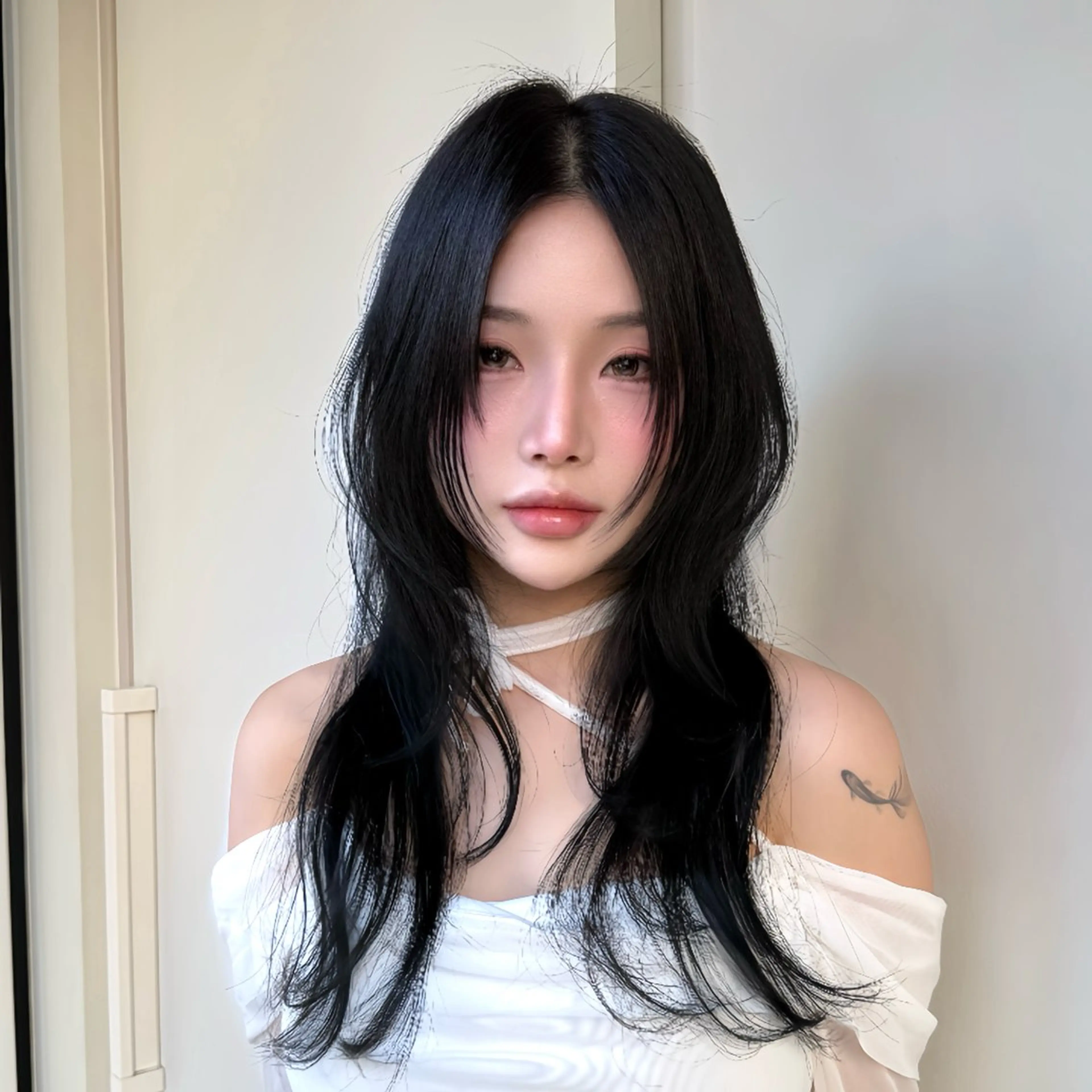 ロング カラー アッシュ アッシュブラック 黒髪 レイヤーカット カット ヘアカラー ハッシュカット/艶感 カラー/ユウキ✨のヘアスタイル