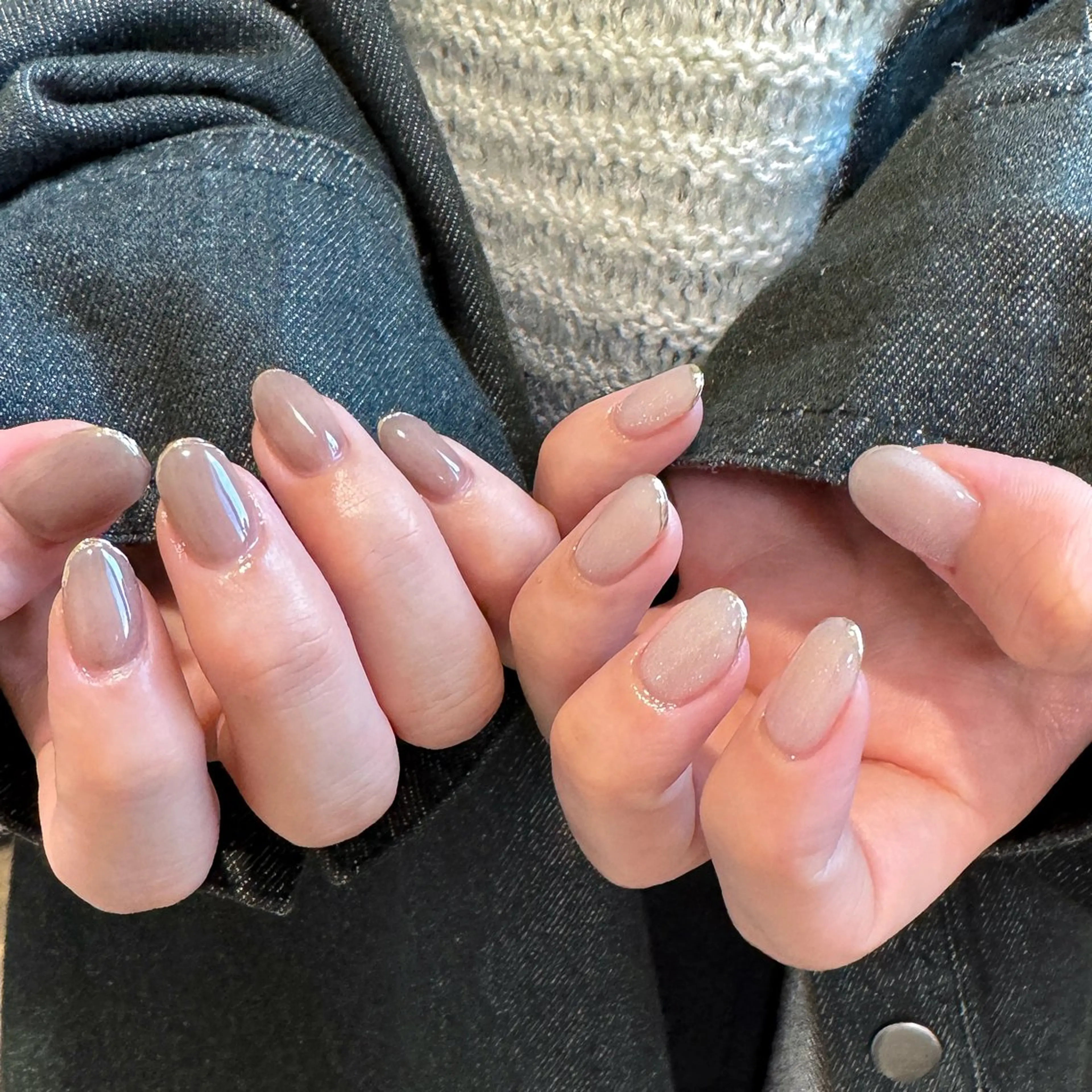 ネイル フレンチネイル ゴールド マグネットネイル ミラーネイル シンプルネイル ハンドネイル pointillé .ayaのネイルデザイン