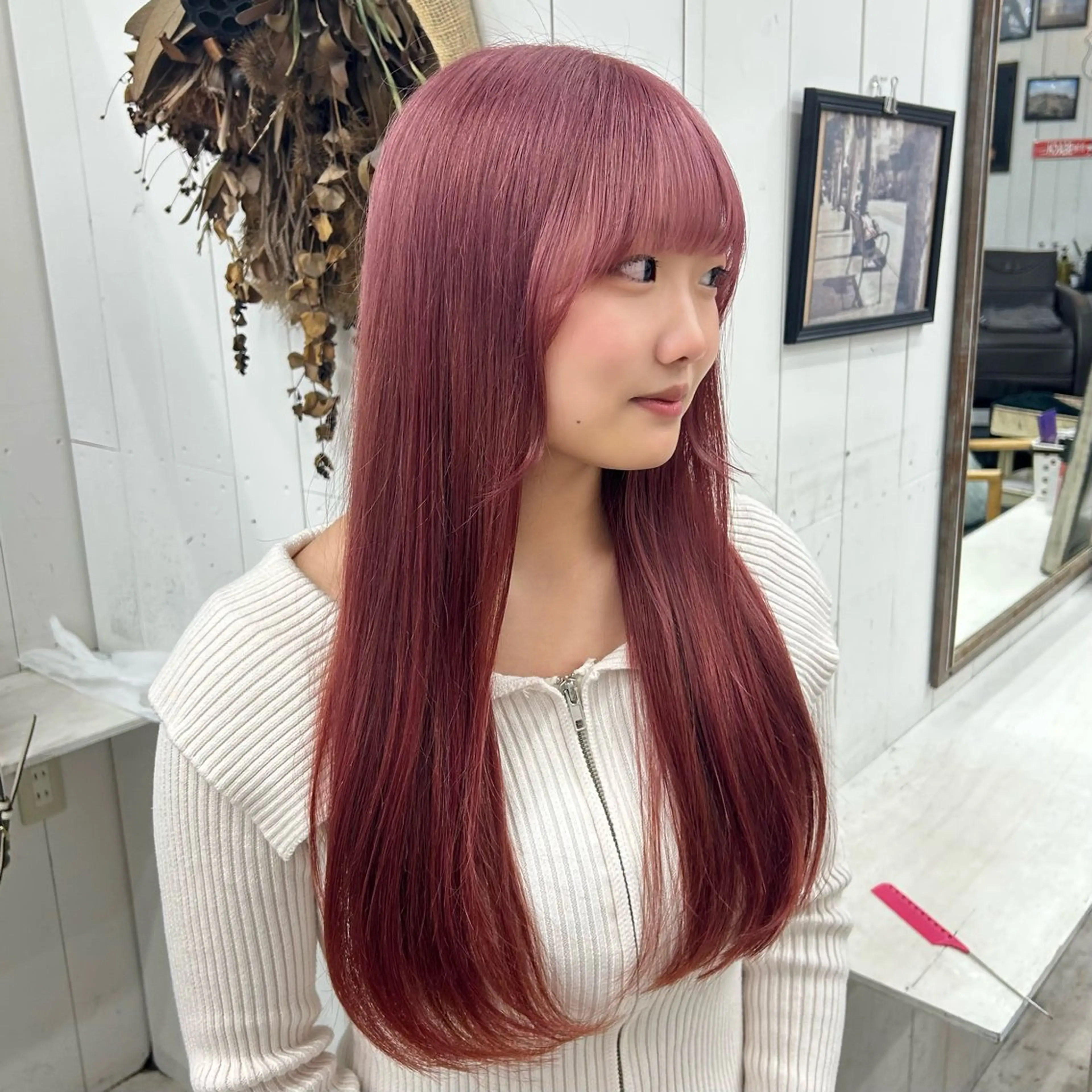 カラー カシス ピンクカラー MINORI 💖モデル募集中💖のヘアスタイル