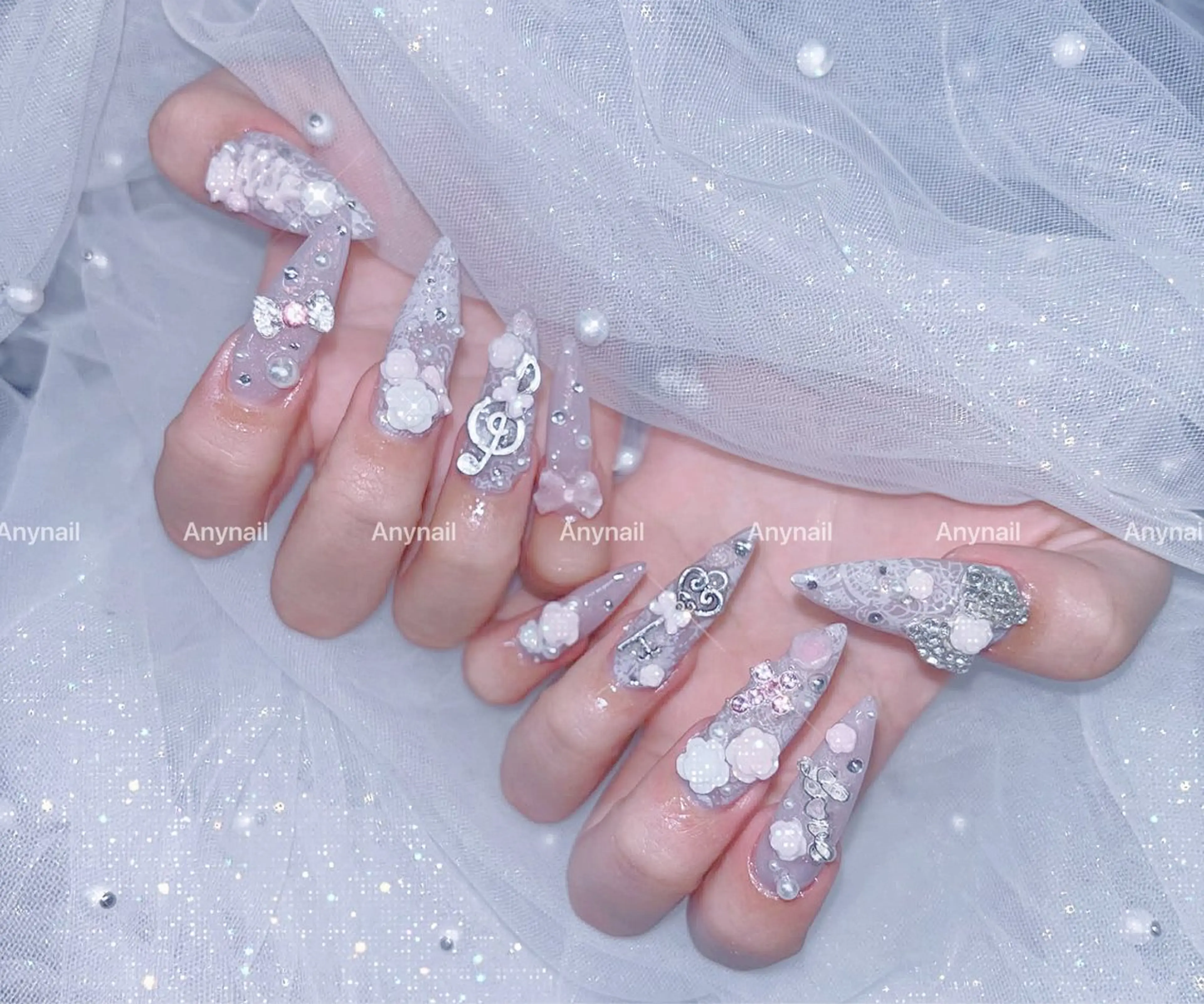 ネイル チークネイル 長さ出し フレンチネイル ジェルネイル 韓国ネイル ハンドネイル Any nail新大久保店のネイルデザイン