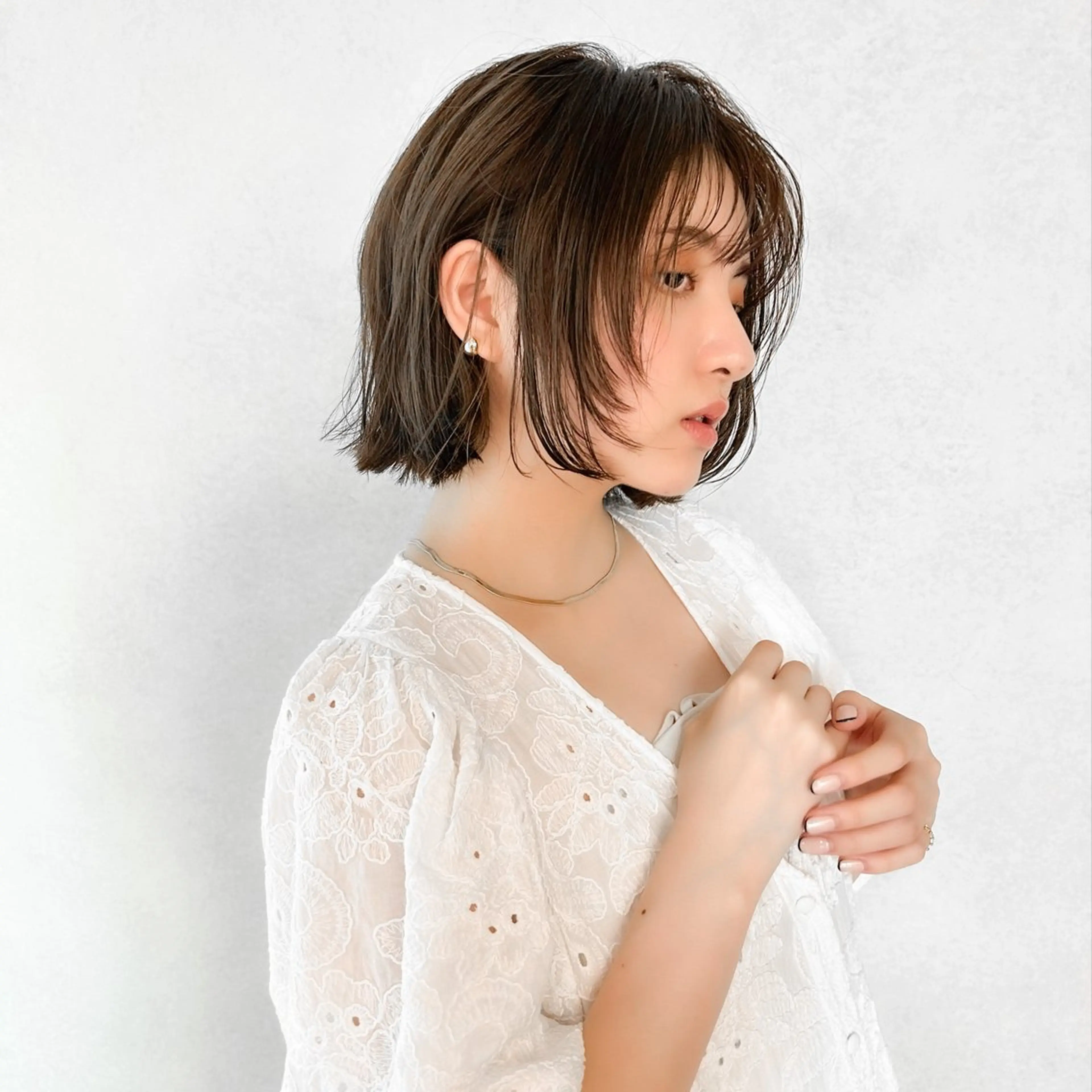 ショート カラー ブラウンカラー ナチュラルブラウン 艶透明感カラー/ ルーズパーマ/田中のヘアスタイル