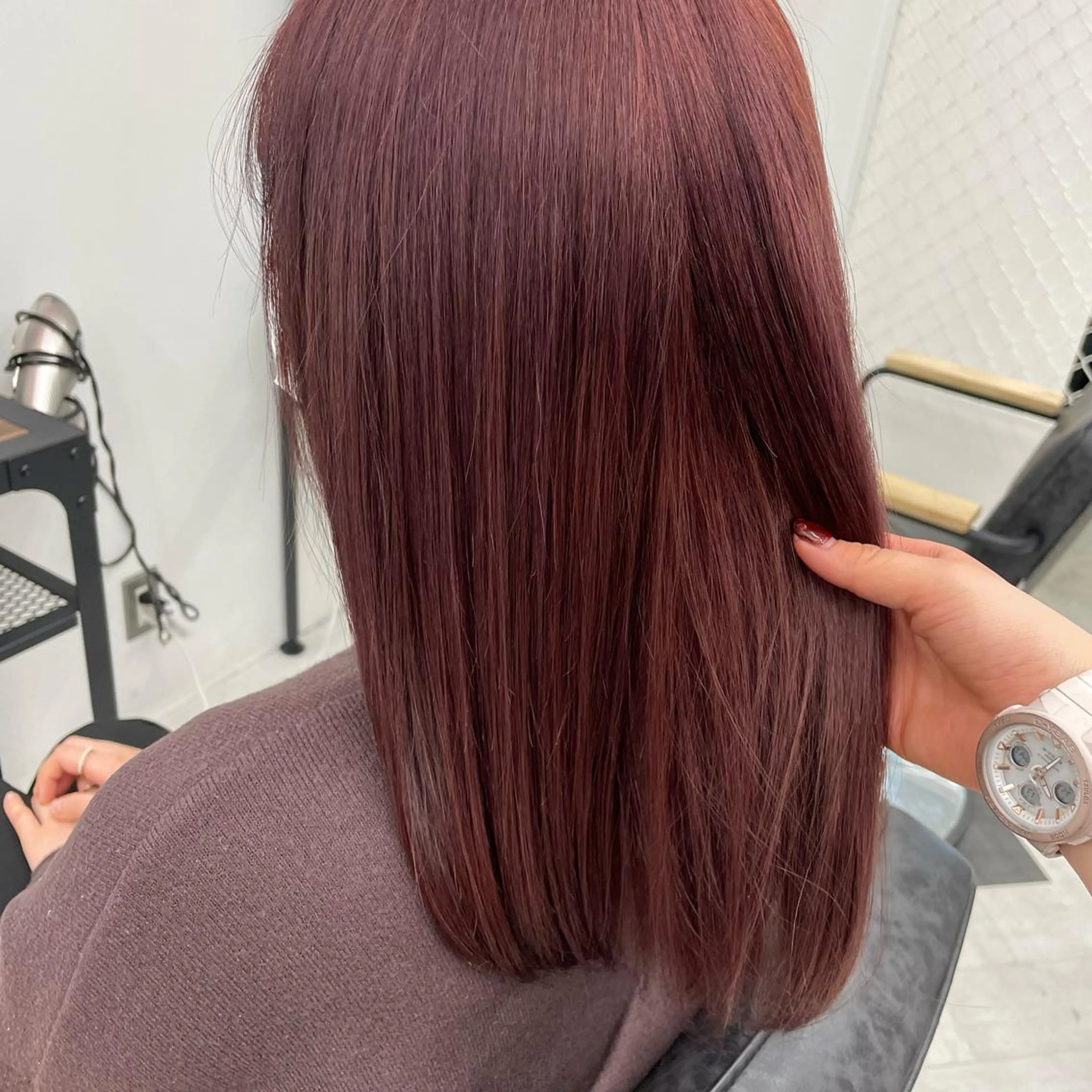 ミディアム カラー パーマ ヘアアレンジ メンズ キッズ ネイル マツエク・マツパ アイブロウ ピンクカラー カラーマツエク ピンク mona/ ストレートスタイル✨のヘアスタイル