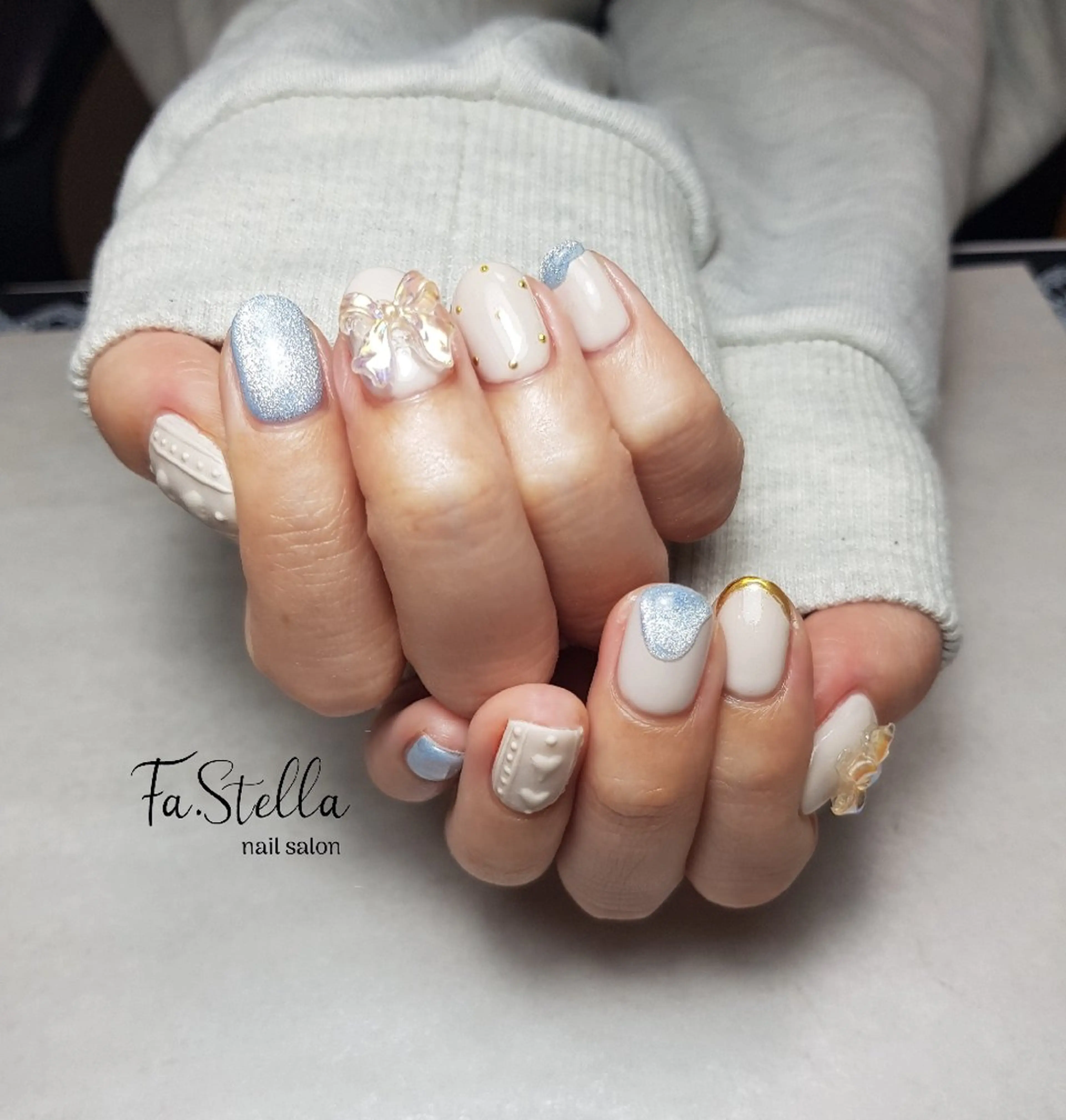 ネイル マグネットネイル 冬ネイル ハンドネイル Fa.Stella ファステラ のネイルデザイン