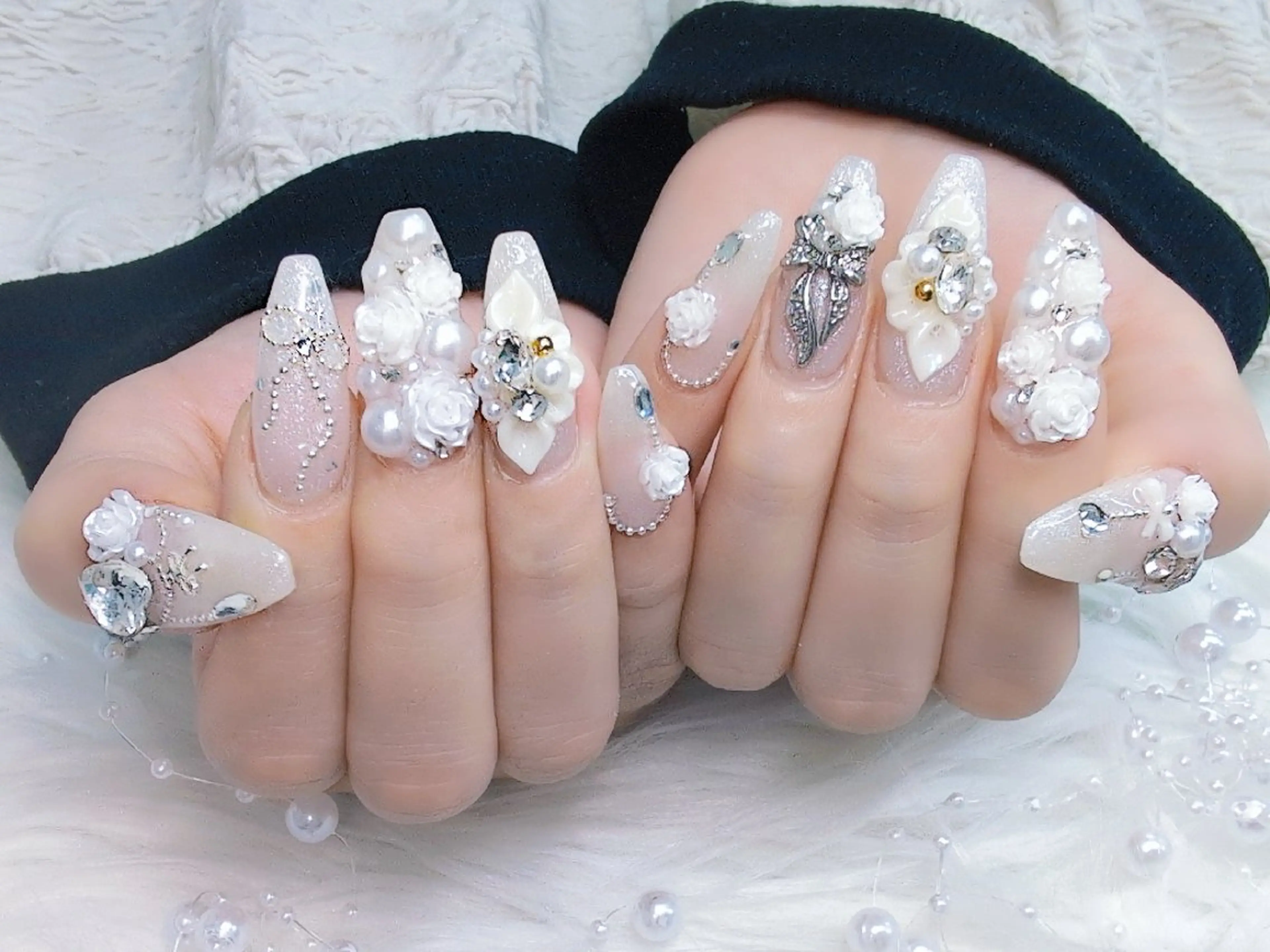 ネイル チークネイル 成人式 長さ出し フラッシュネイル フレンチネイル Chouette Nailのネイルデザイン