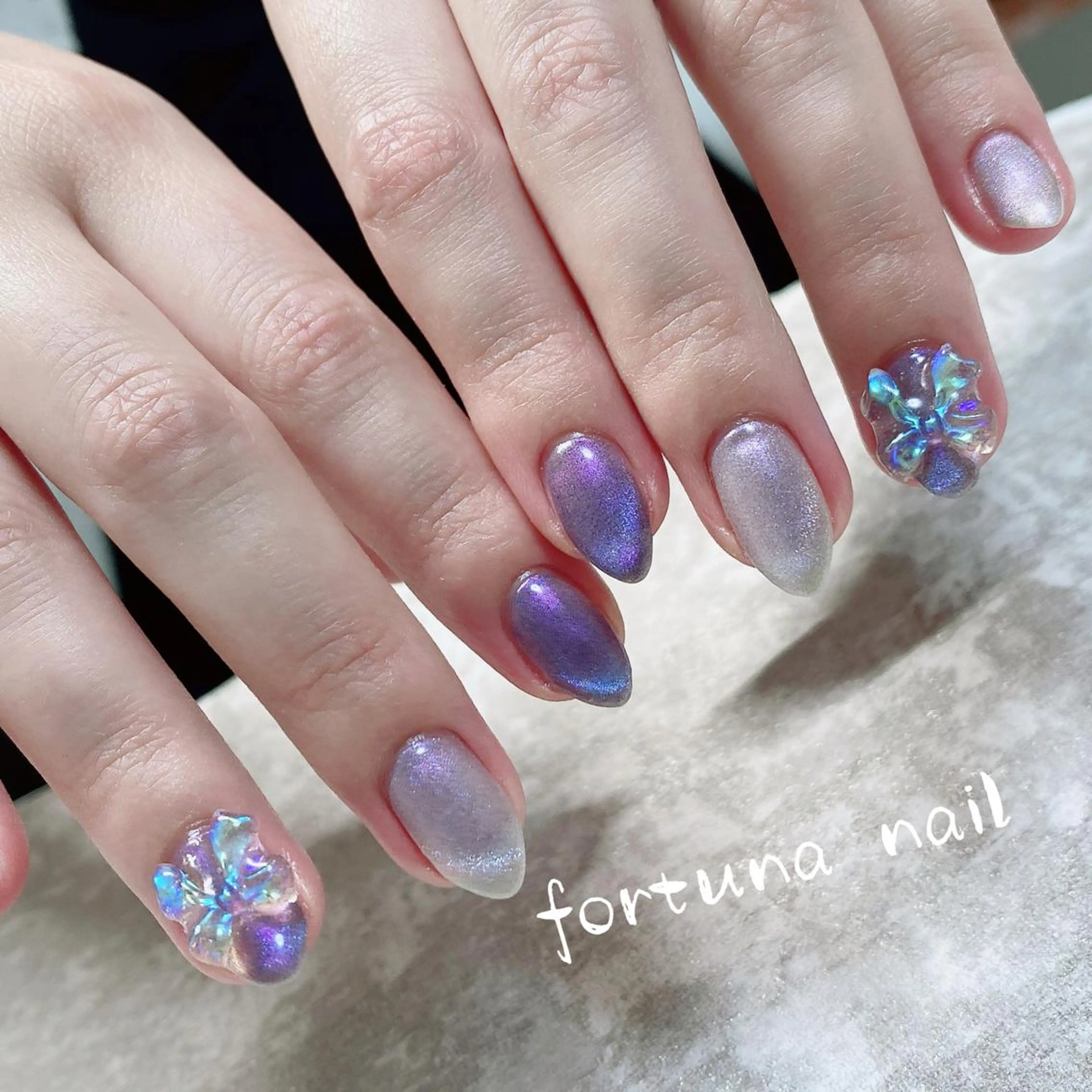ネイル リボン ハンドネイル ハンドケア Nail •Head スパFortunaのネイルデザイン