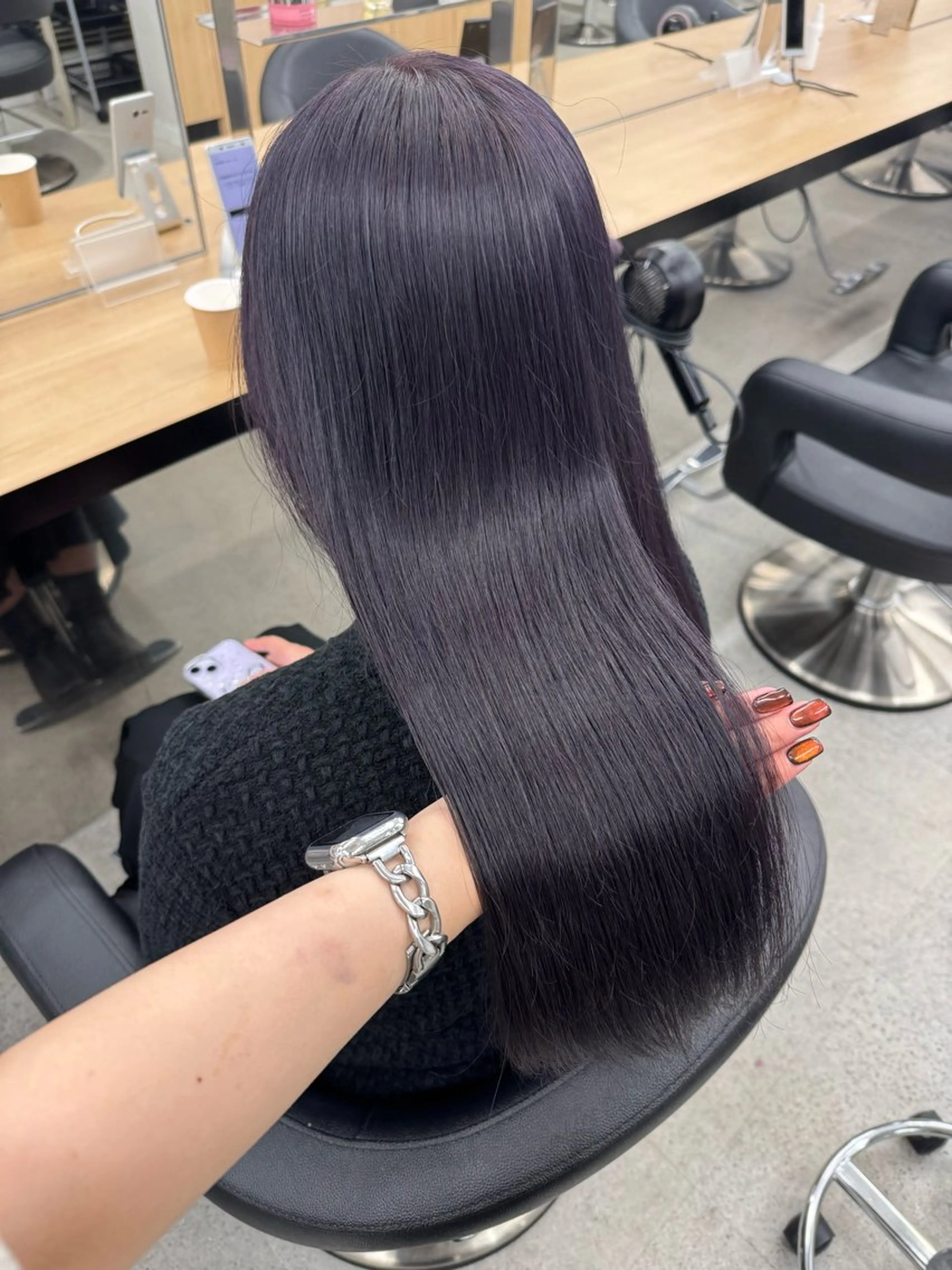 ロング カラー 暗髪🩶ラベンダー/ ブルー/ユウナ🤍のヘアスタイル