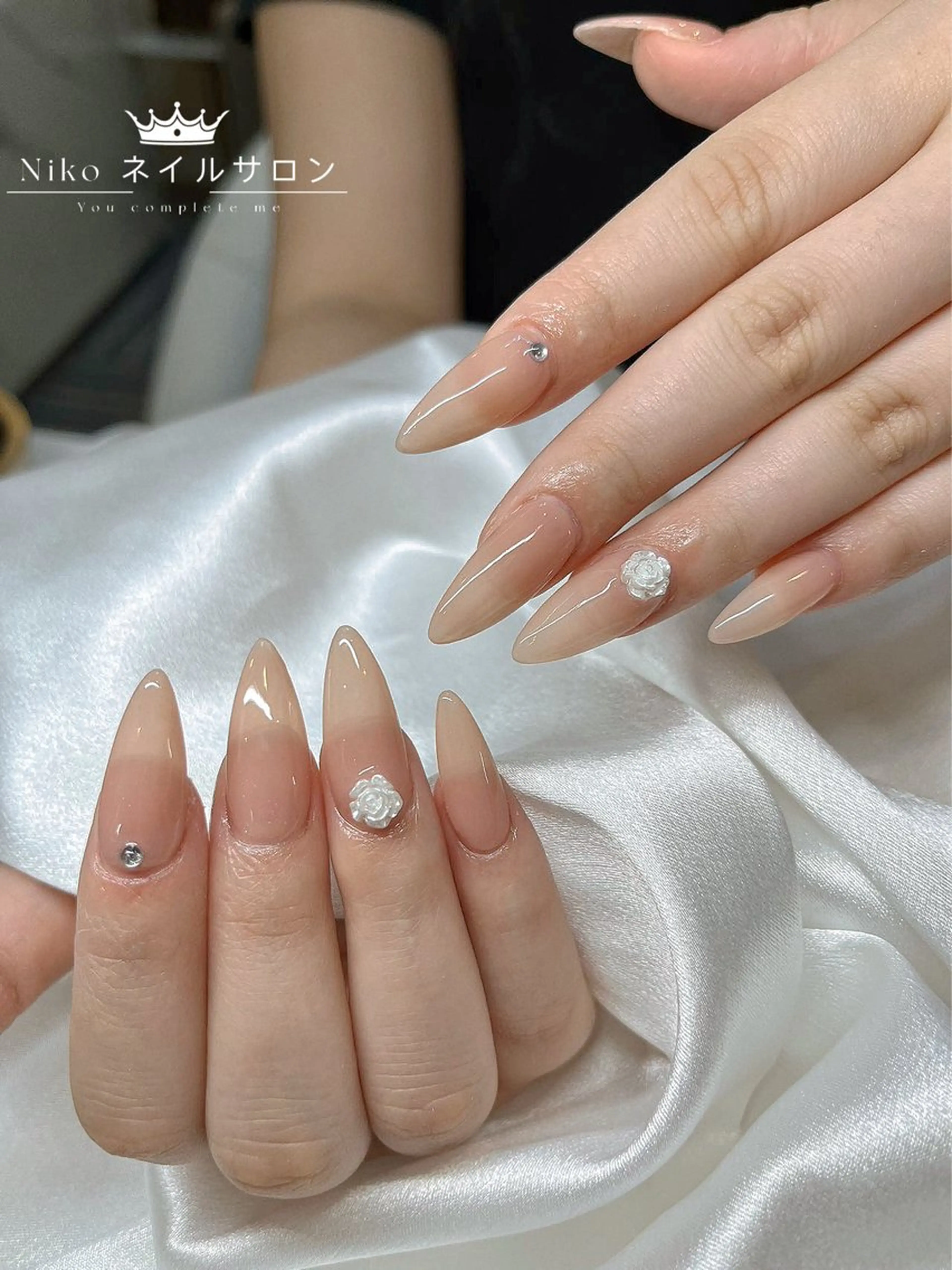 2級持ち研修ネイリスト　【チップスカルプ】　長さ出しマグネットワンカラー¥5980の写真