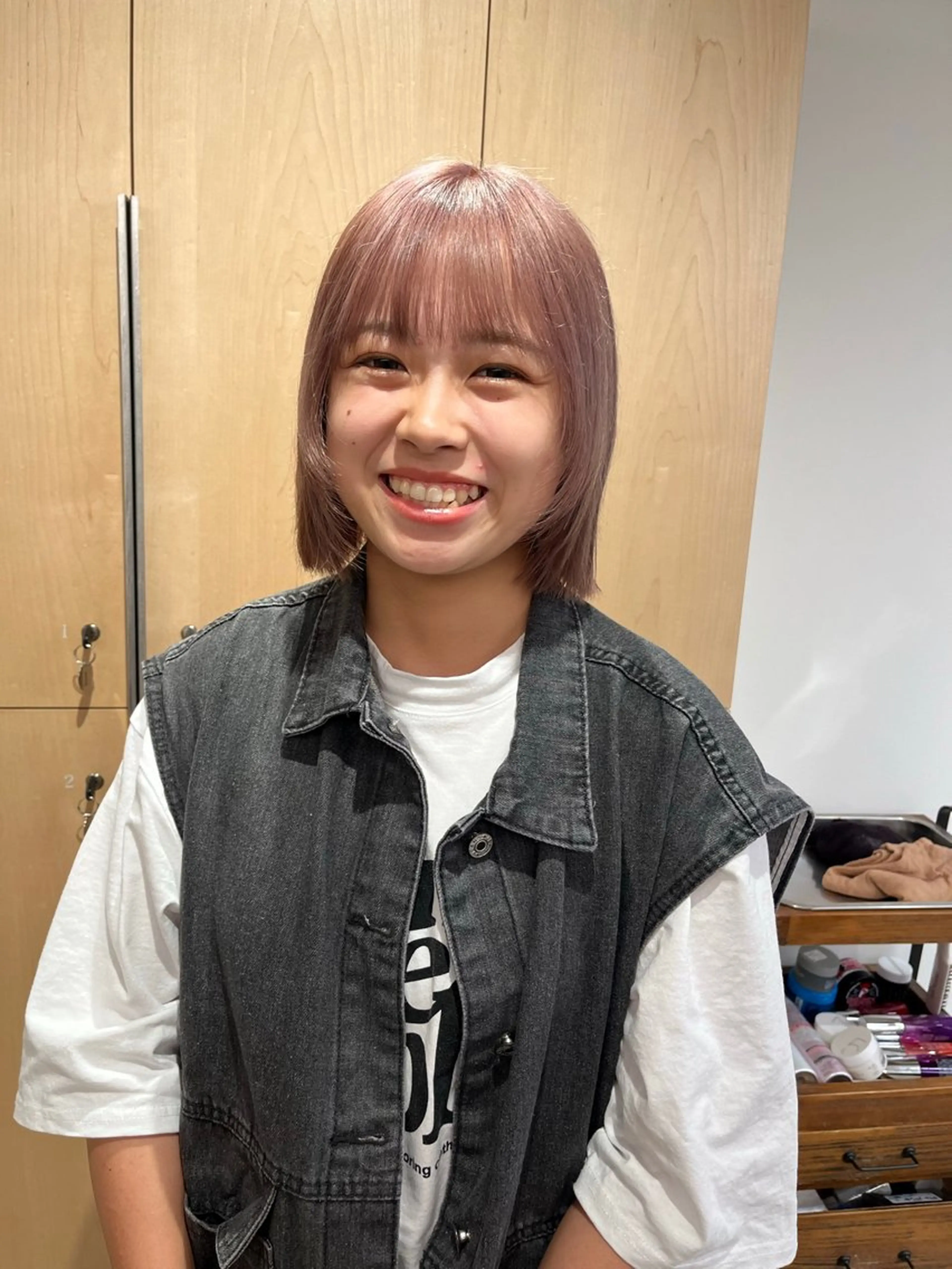 ショート カラー ベージュカラー ピンクカラー ピンクベージュ お洒落パーマ/ボブ ❄️Tomoka❄️のヘアスタイル