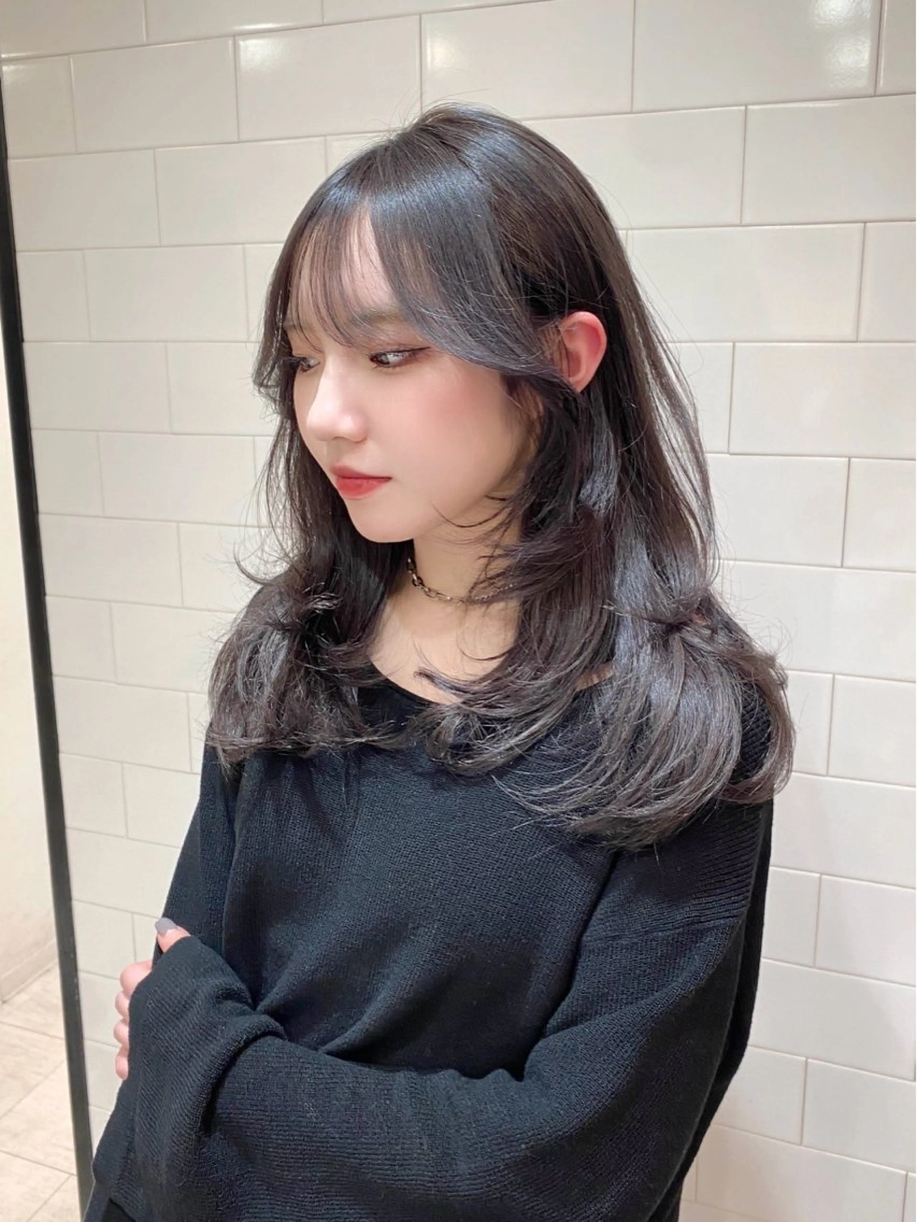 ロング 顔周りカット 韓国風ヘア レイヤーカット 韓国トレンドヘア しゅーやのヘアスタイル