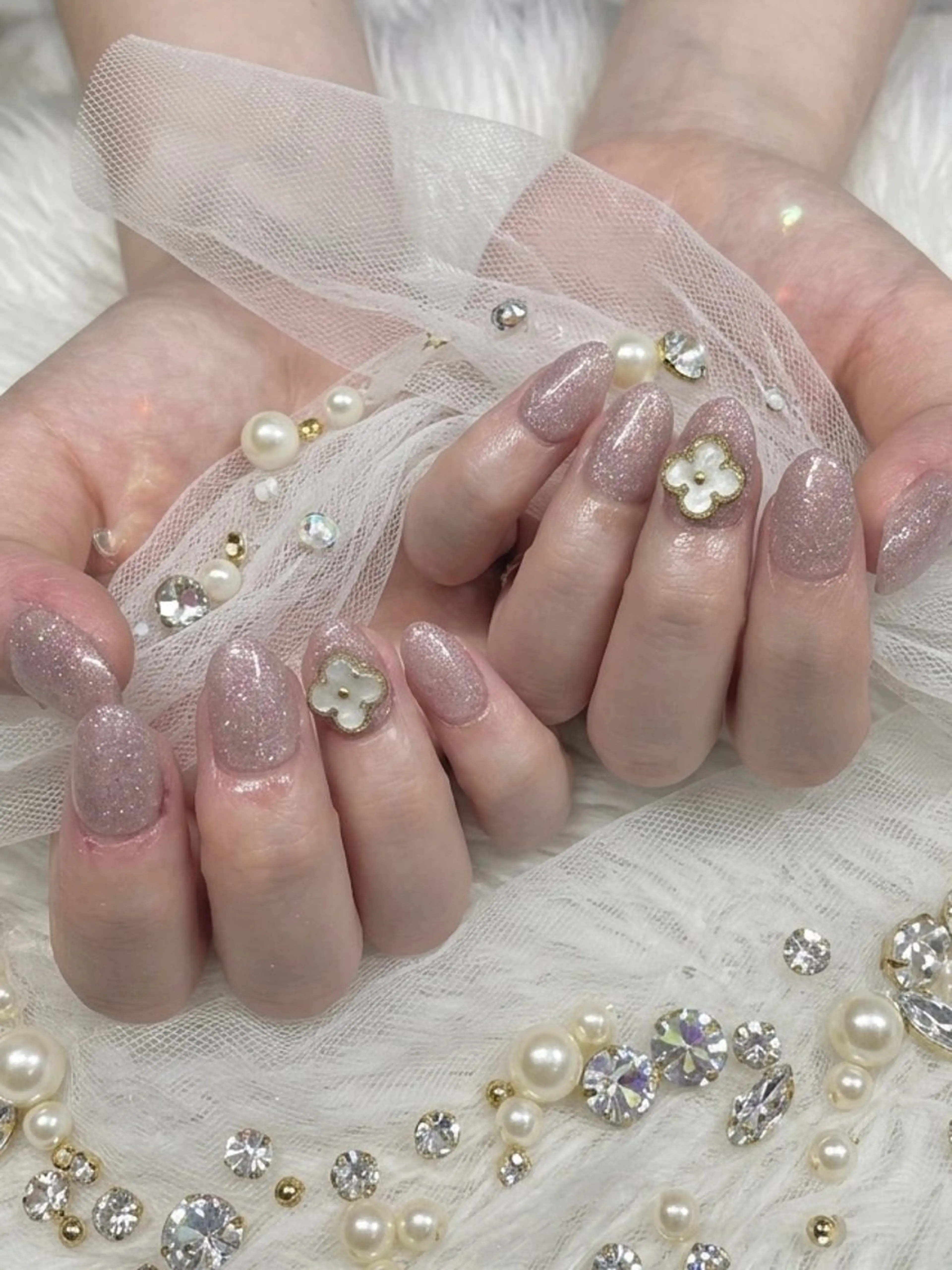 ネイル キラキラネイル ラメ(グリッター) ピンク ハンドネイル TUNEHA堂 (栄矢場町徒歩6分)のネイルデザイン