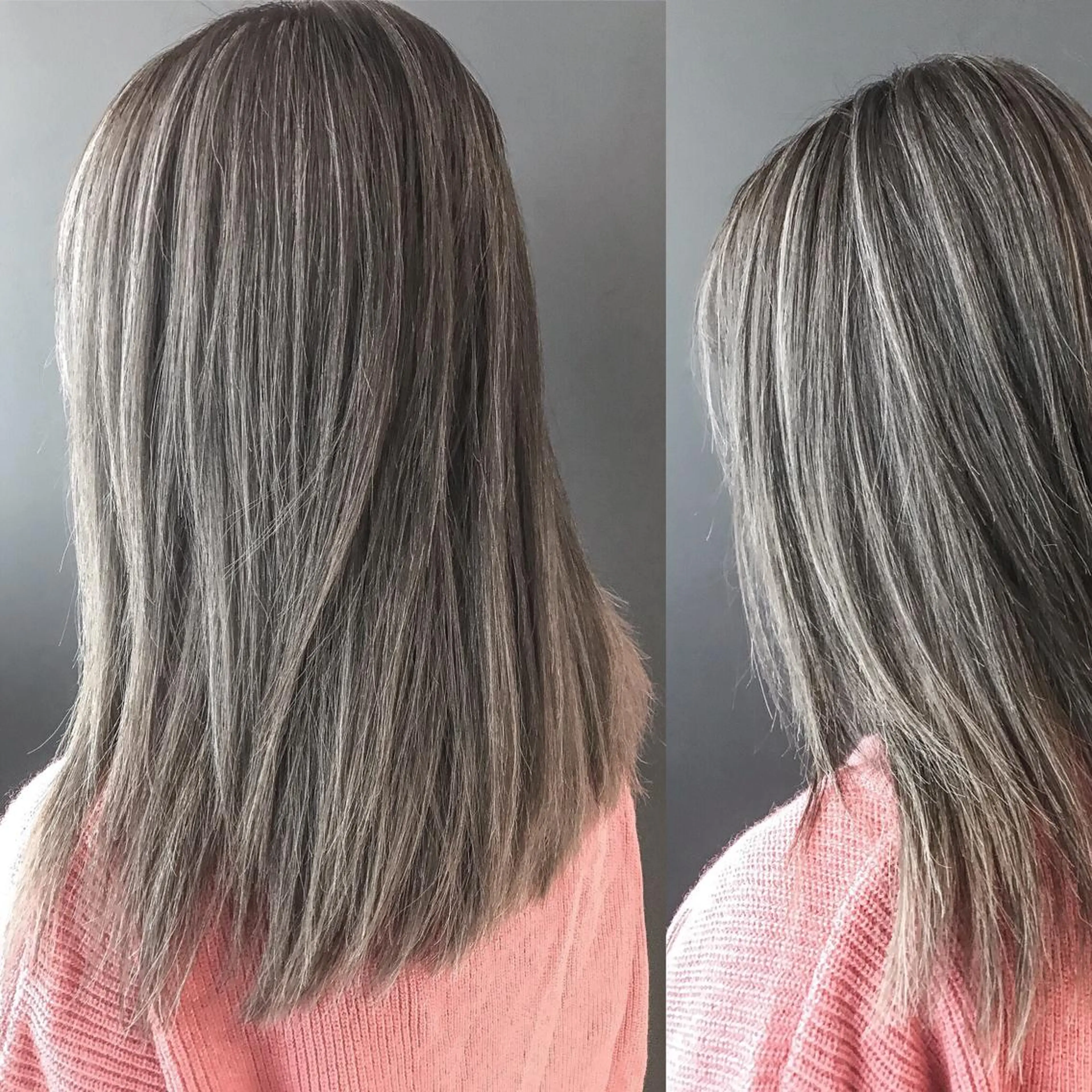 ミディアム カラー ハイライトカラー シルバー ハイライト ヘアカラー BOX mico.のヘアスタイル